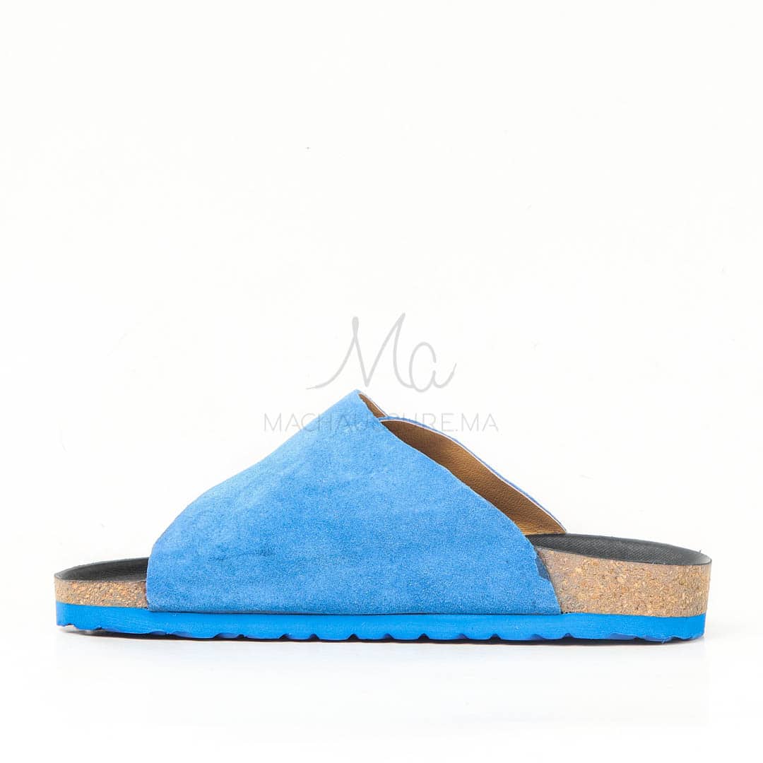 Sandales homme 100% Daim en Bleu Roi.