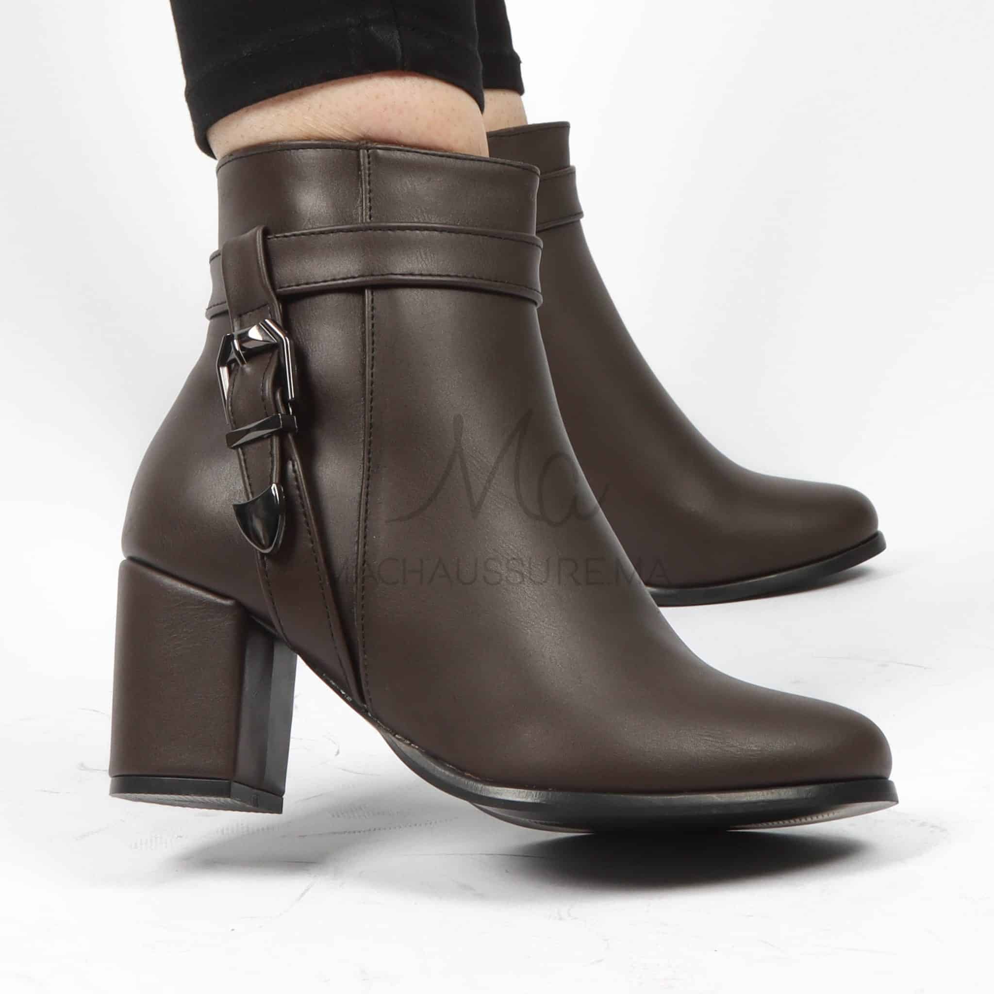 Kalvy – Bottines Femmes en Marron.