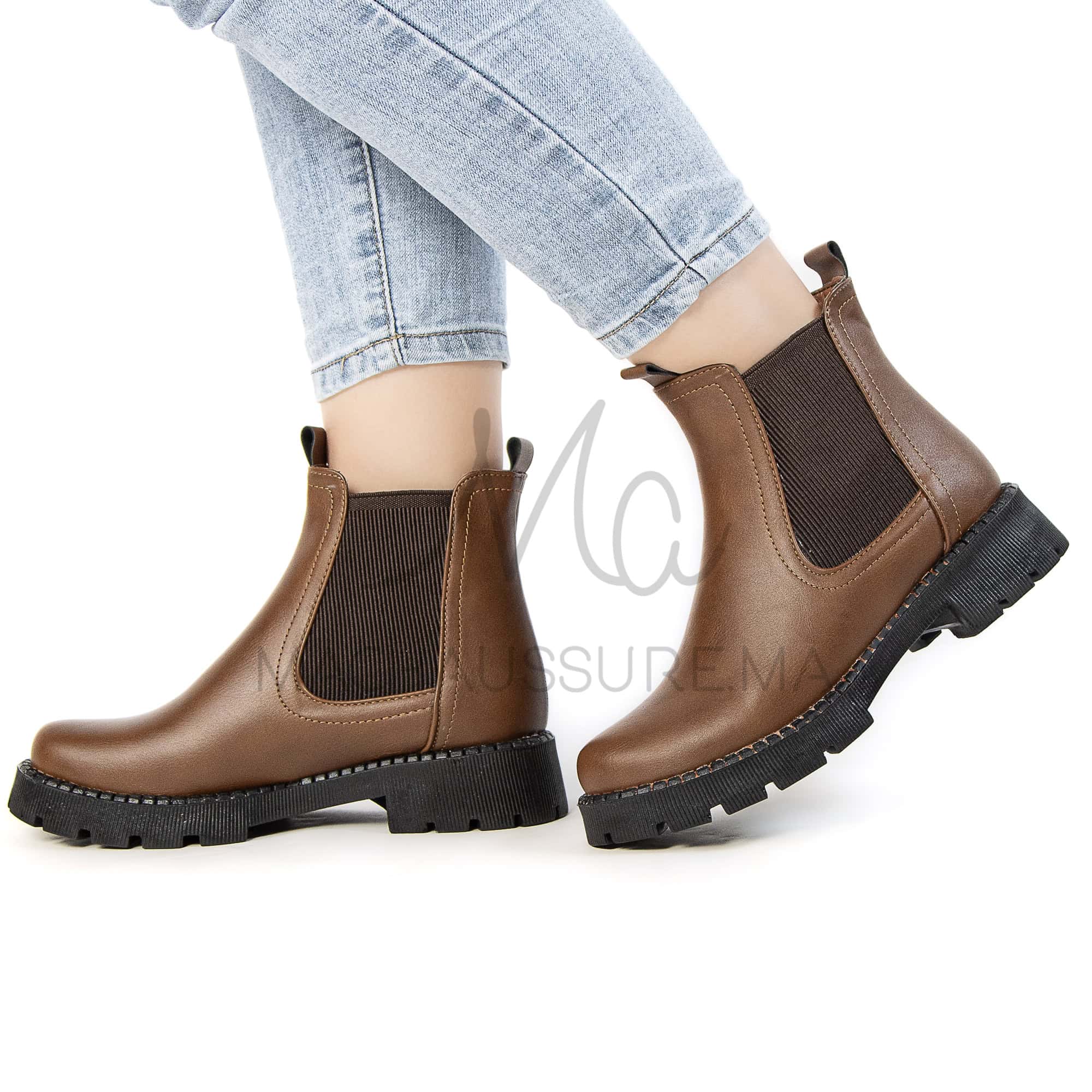 Brocard – Bottines Femmes en Tabac avec semelle Noir.