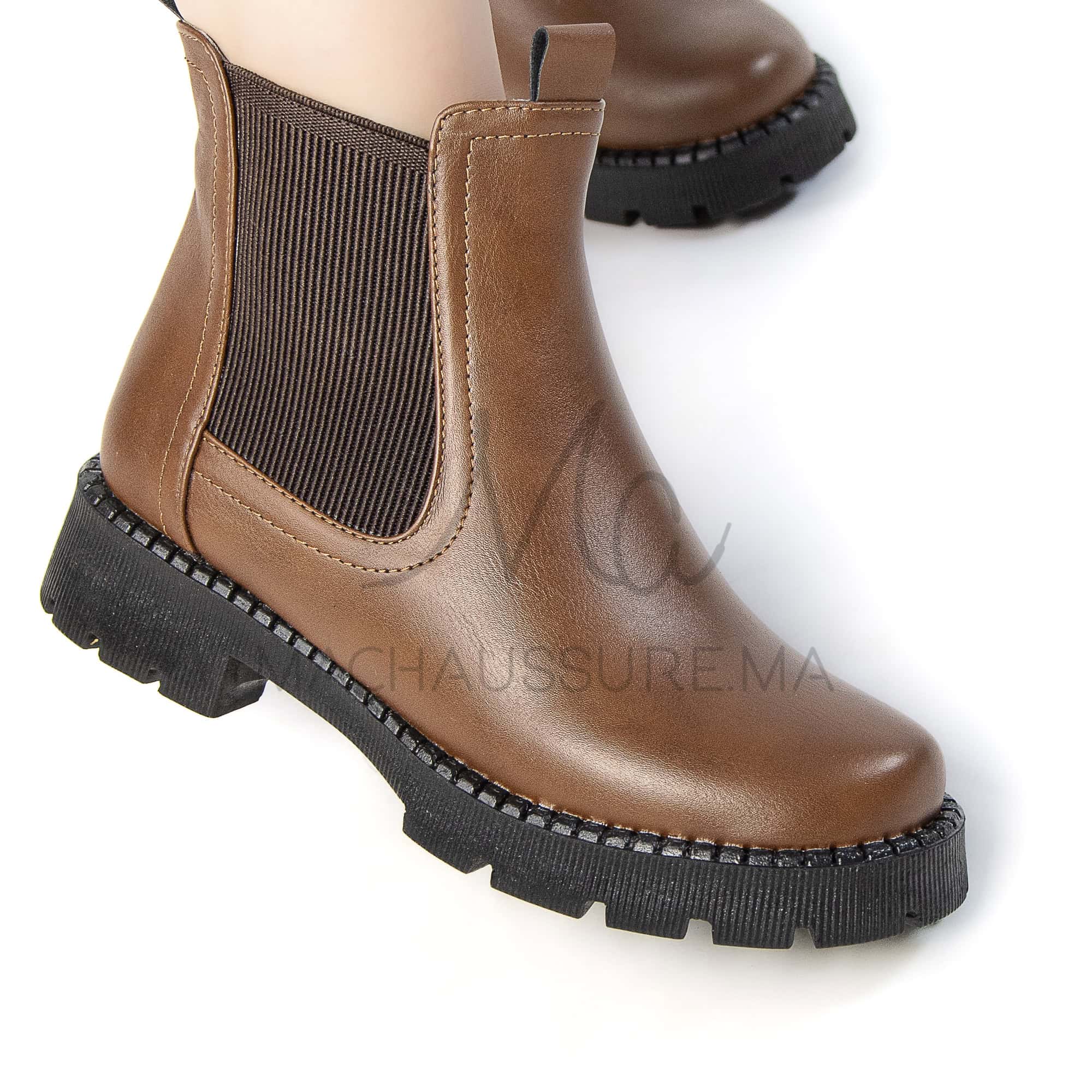 Brocard – Bottines Femmes en Tabac avec semelle Noir.