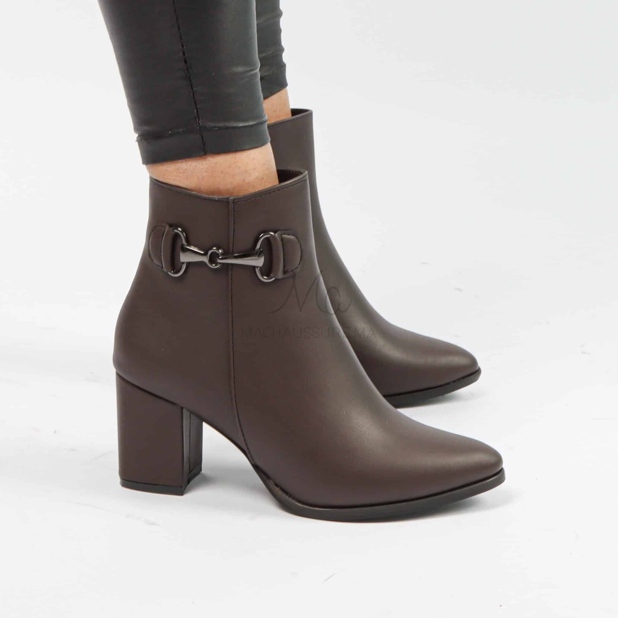 DIANNA - Bottines à Talonen Marron.