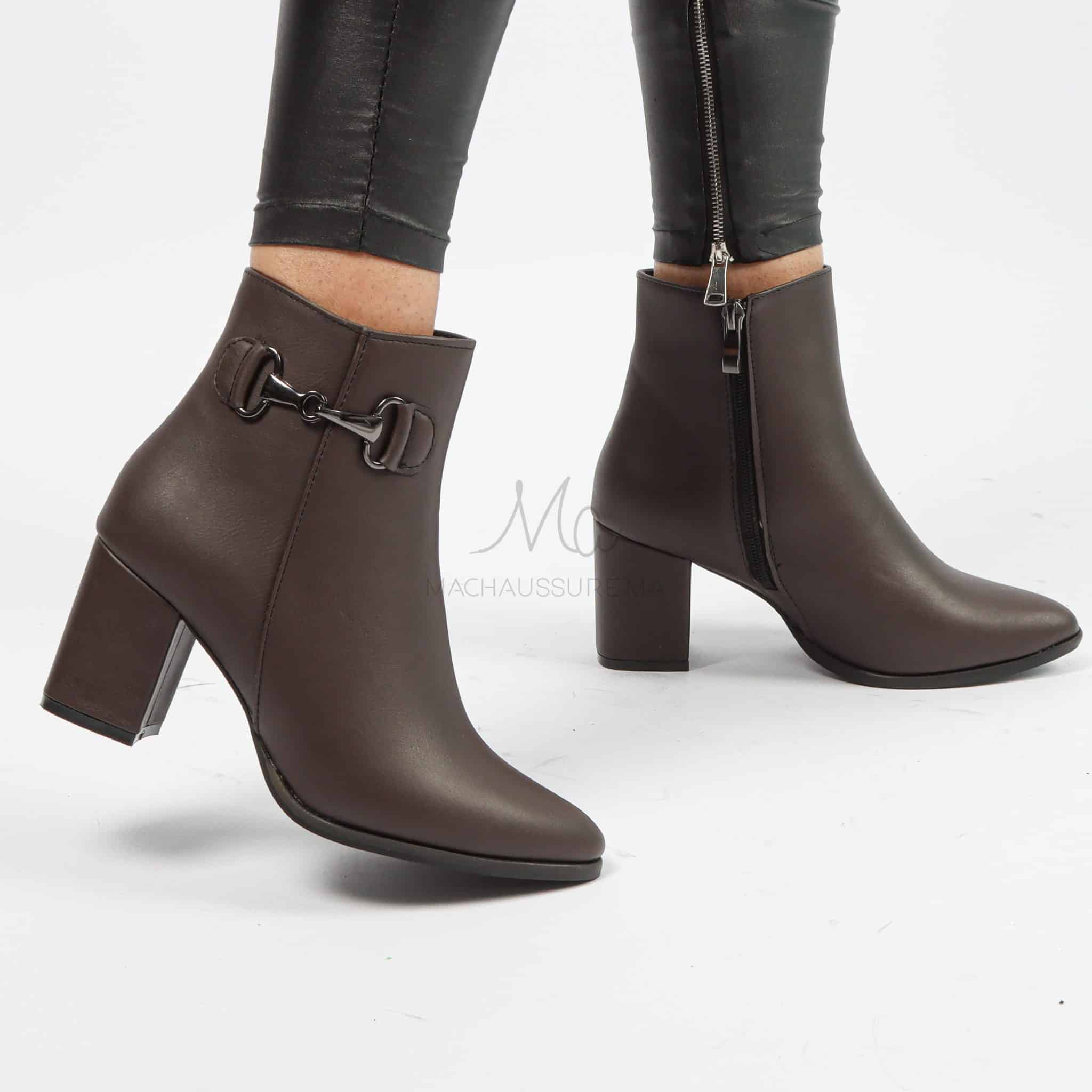 DIANNA - Bottines à Talonen Marron.