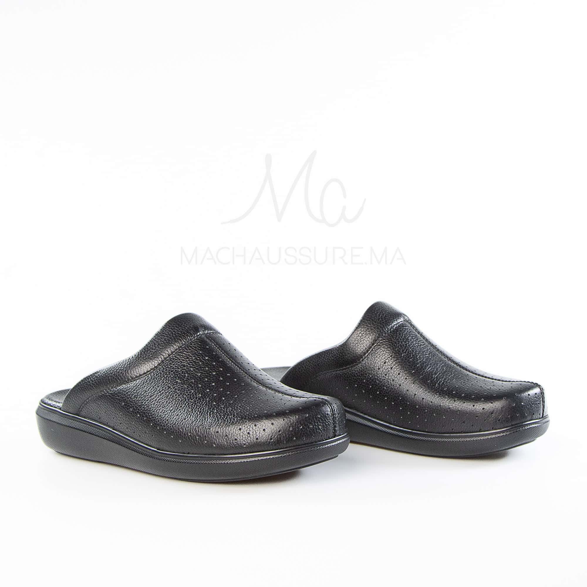 Ortho - Sabots Médical 100% Cuir en Noir.