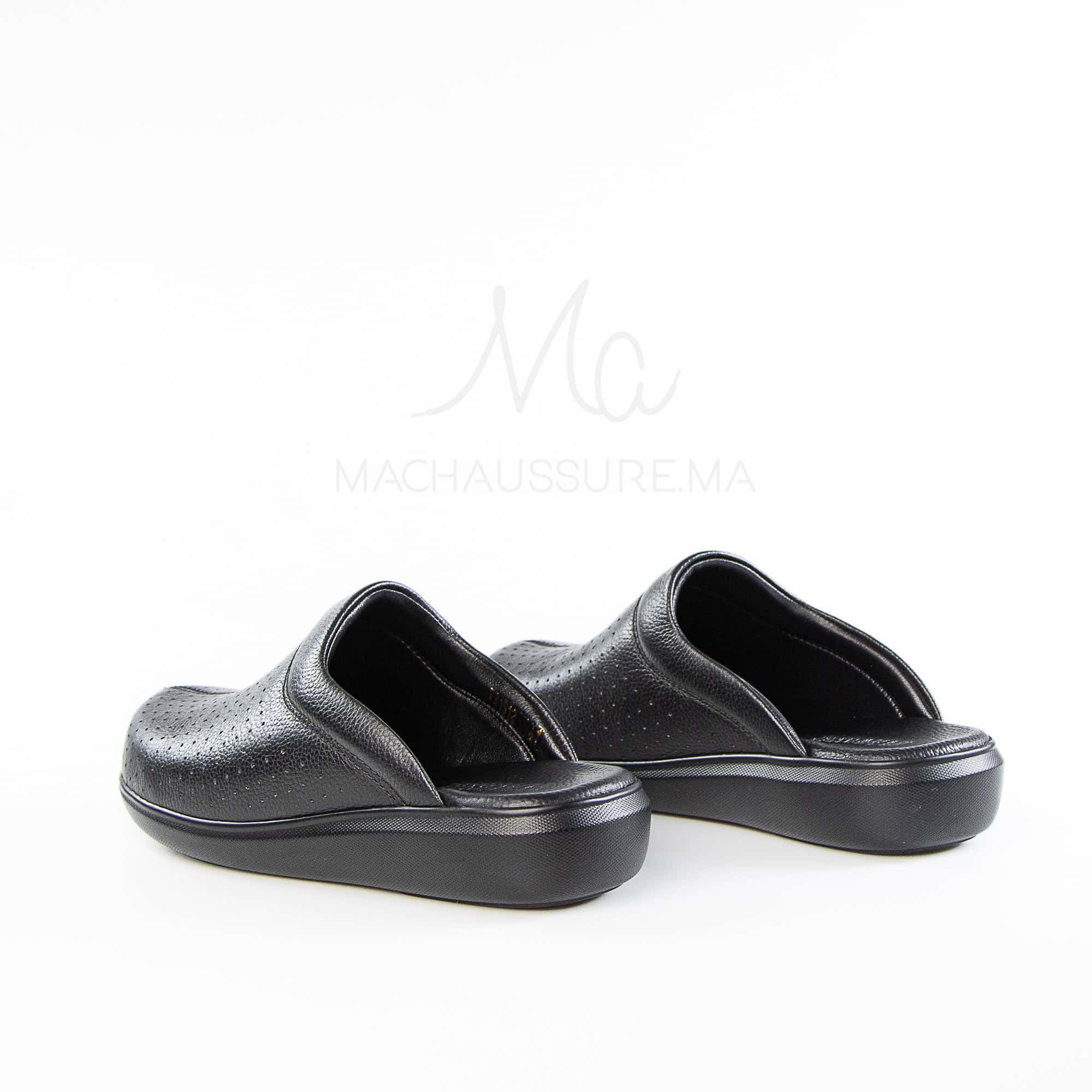 Ortho - Sabots Médical 100% Cuir en Noir.