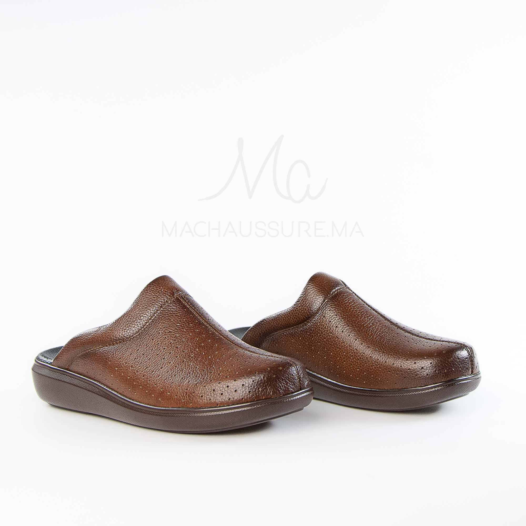 Ortho - Sabots Médical 100% Cuir en Tabac.