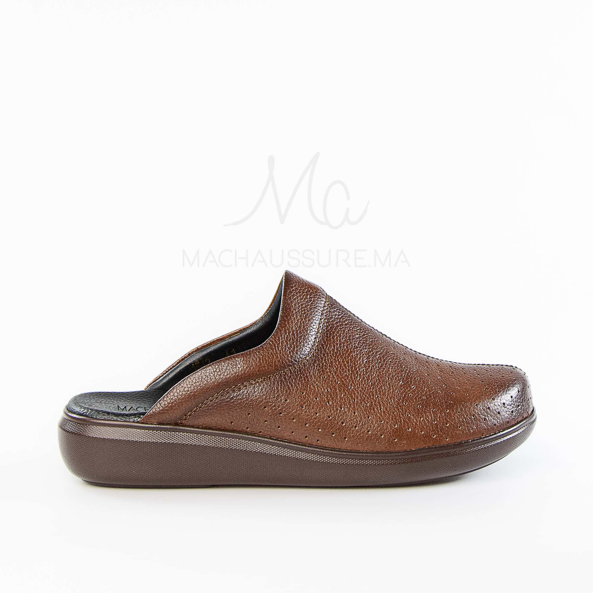 Ortho - Sabots Médical 100% Cuir en Tabac.