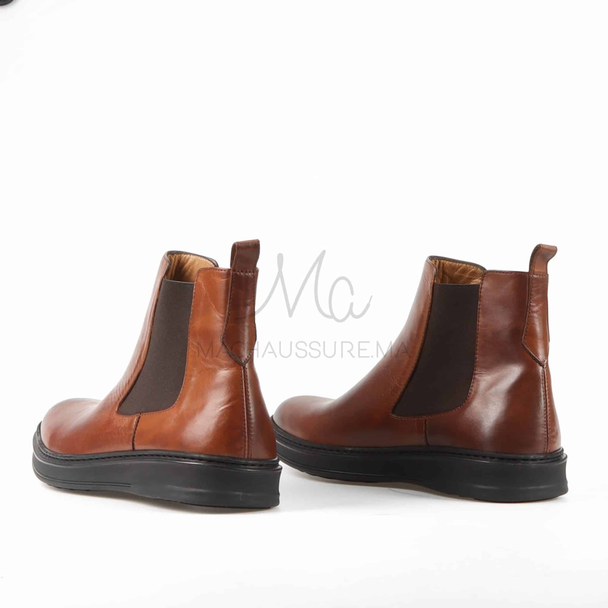 Boots Hommes 100% Cuir en Tabac.
