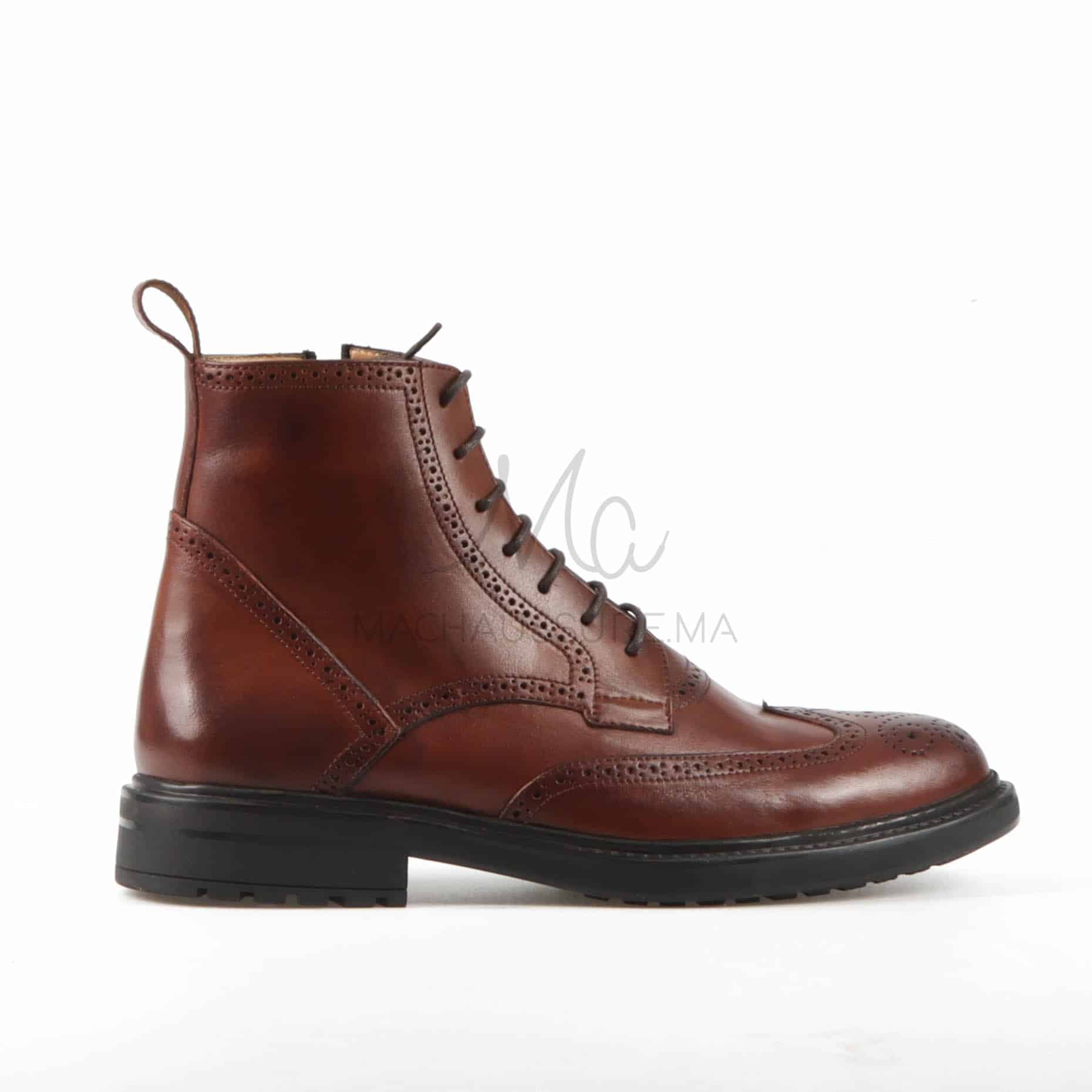 Boots Hommes 100% Cuir en Tabac.