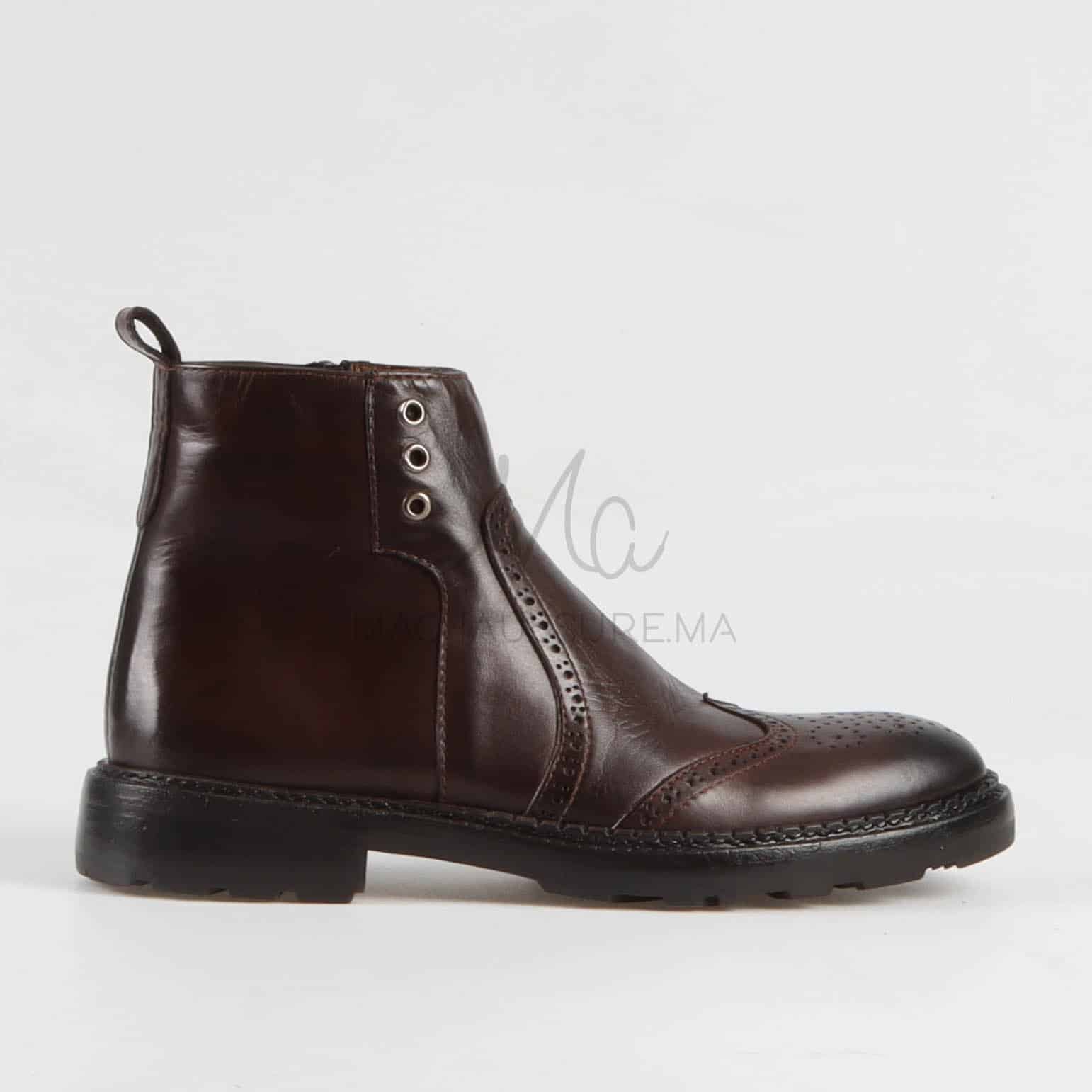 Boots Hommes 100% Cuir en Marron.