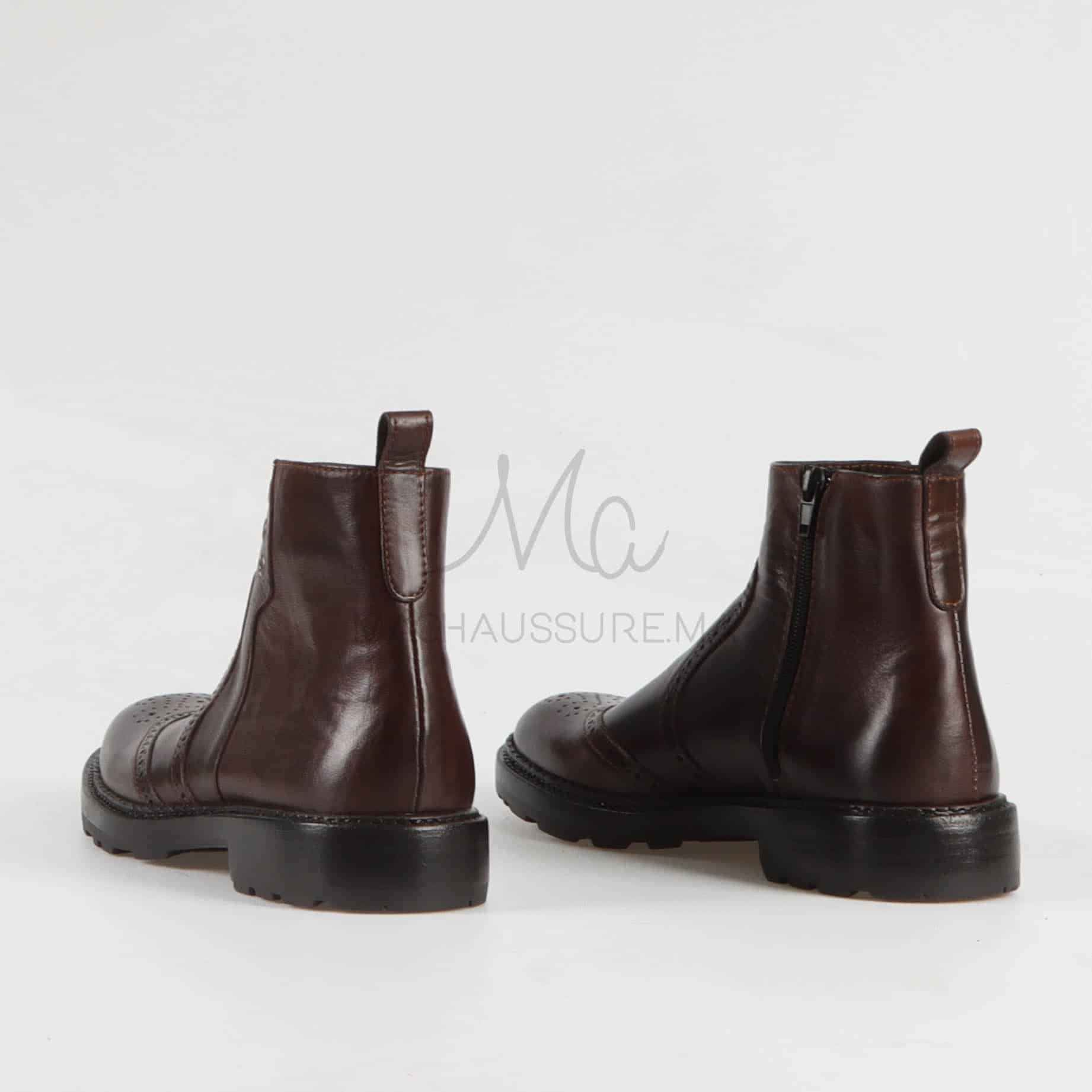 Boots Hommes 100% Cuir en Marron.