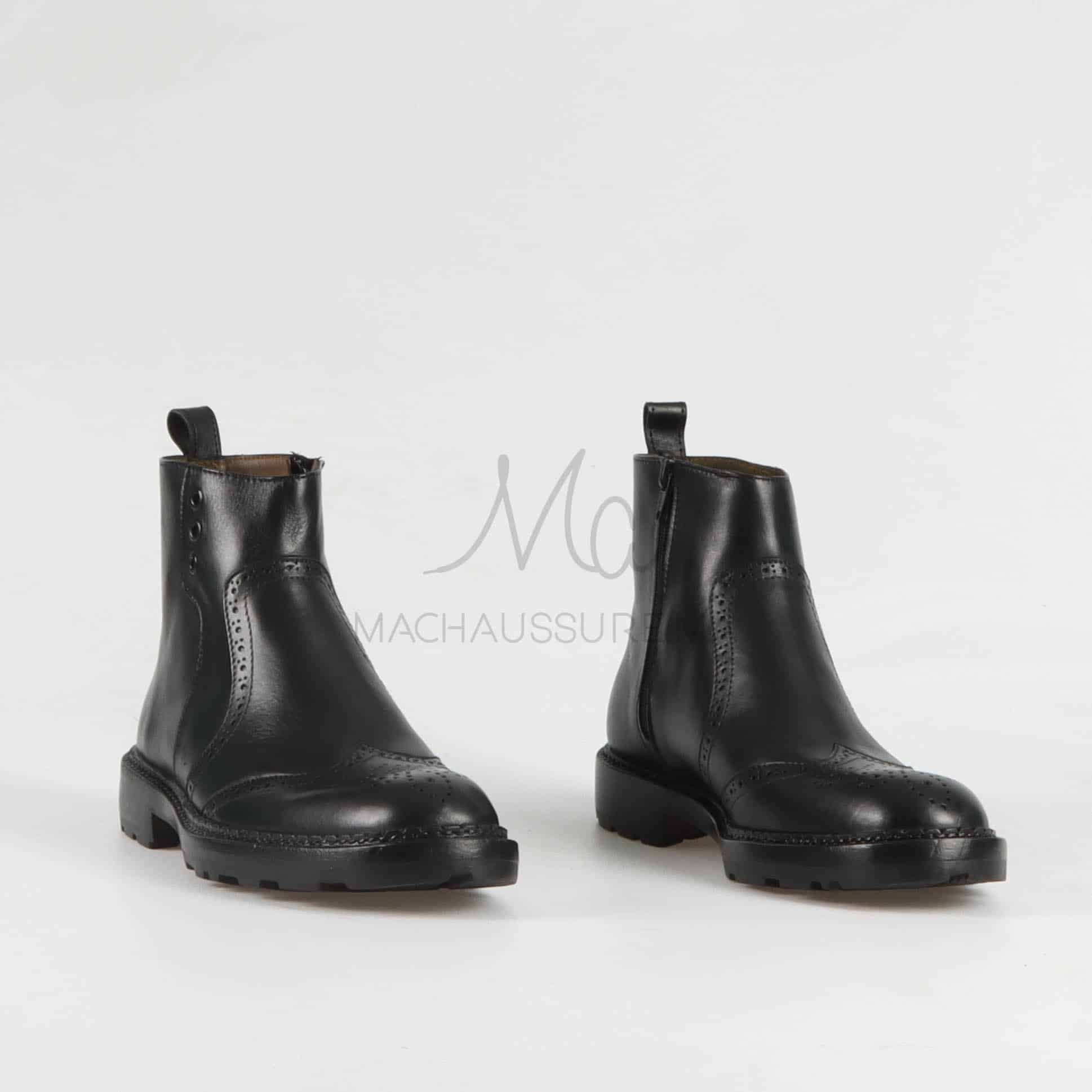 Boots Hommes 100% Cuir En Noir.