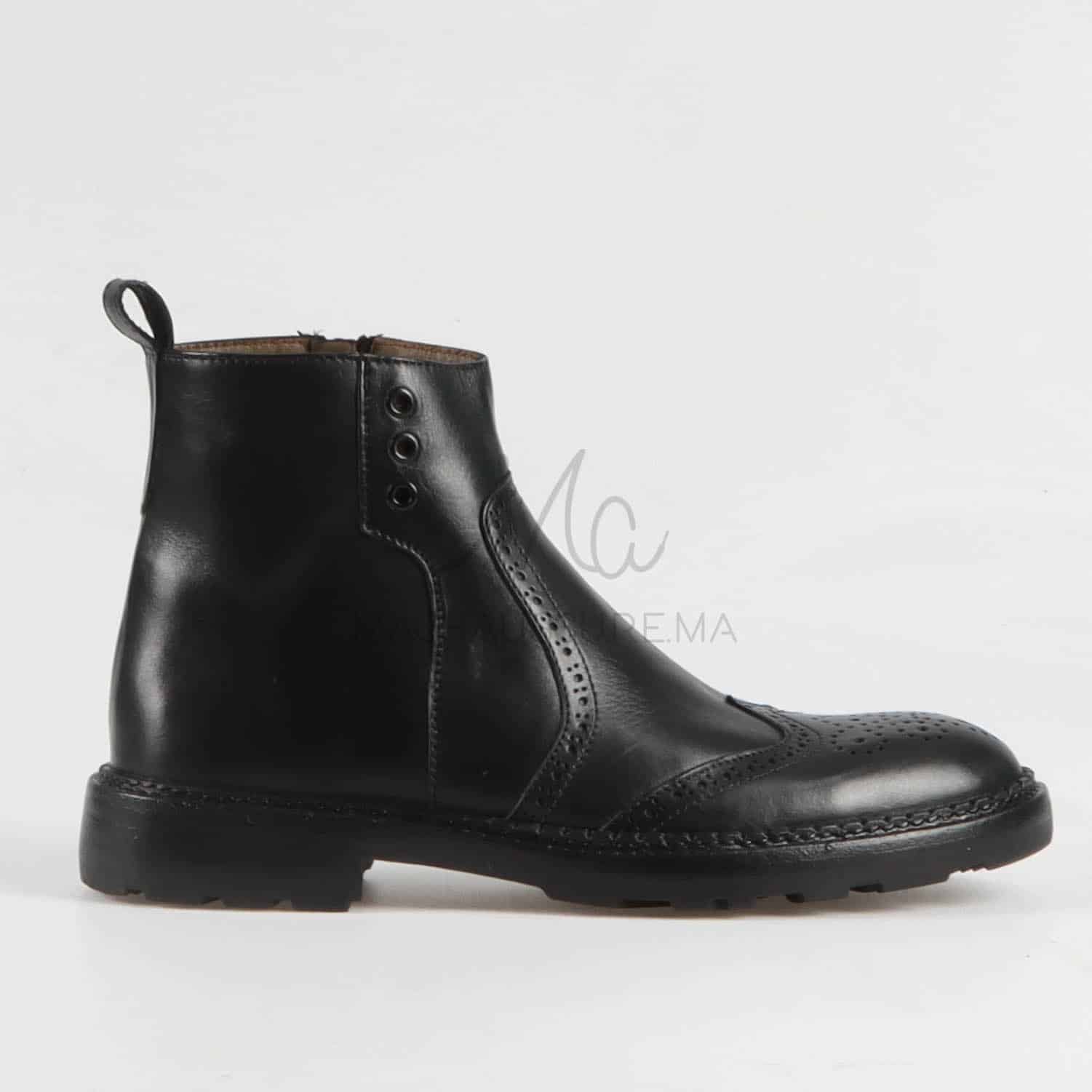 Boots Hommes 100% Cuir En Noir.