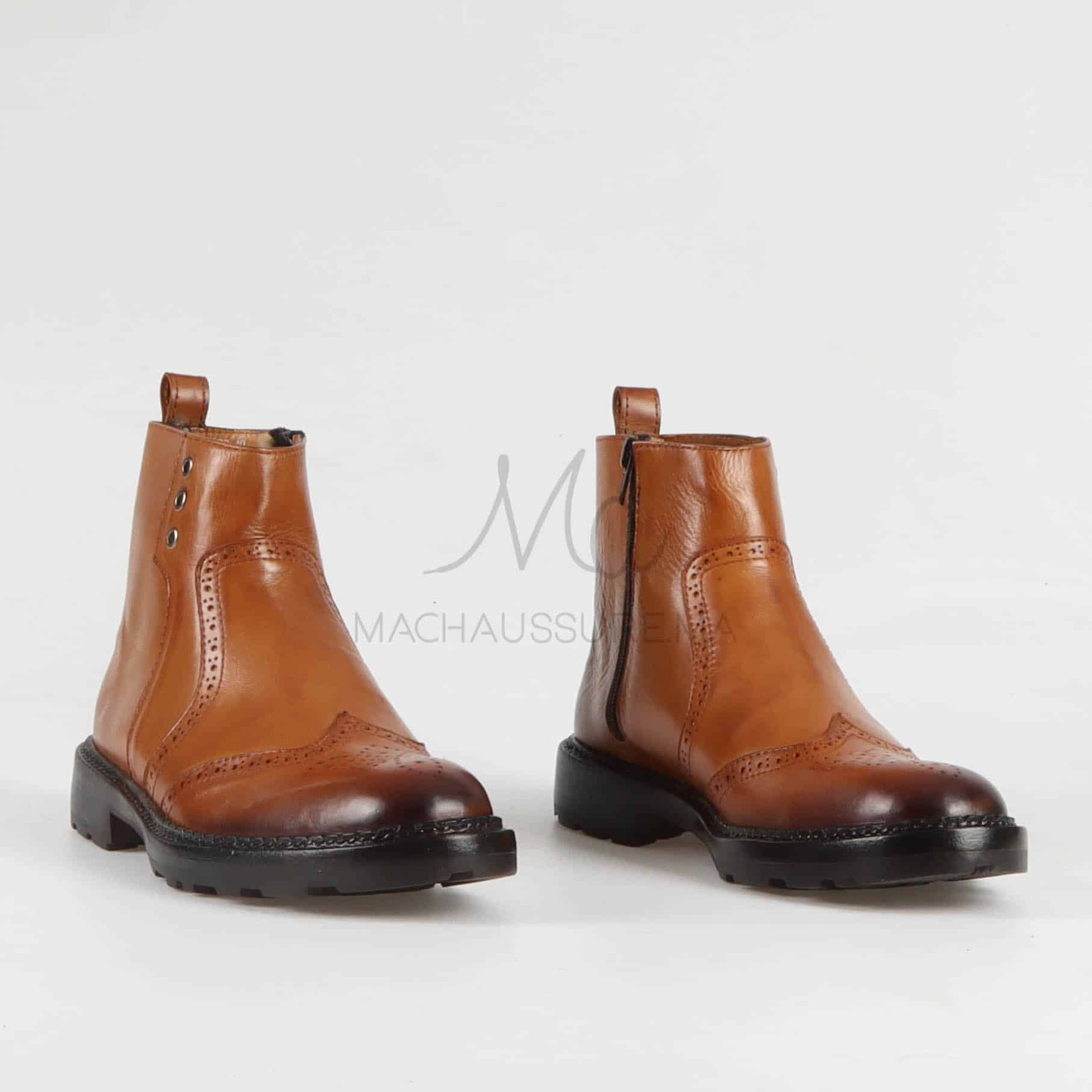 Boots Hommes 100% Cuir en Tabac.