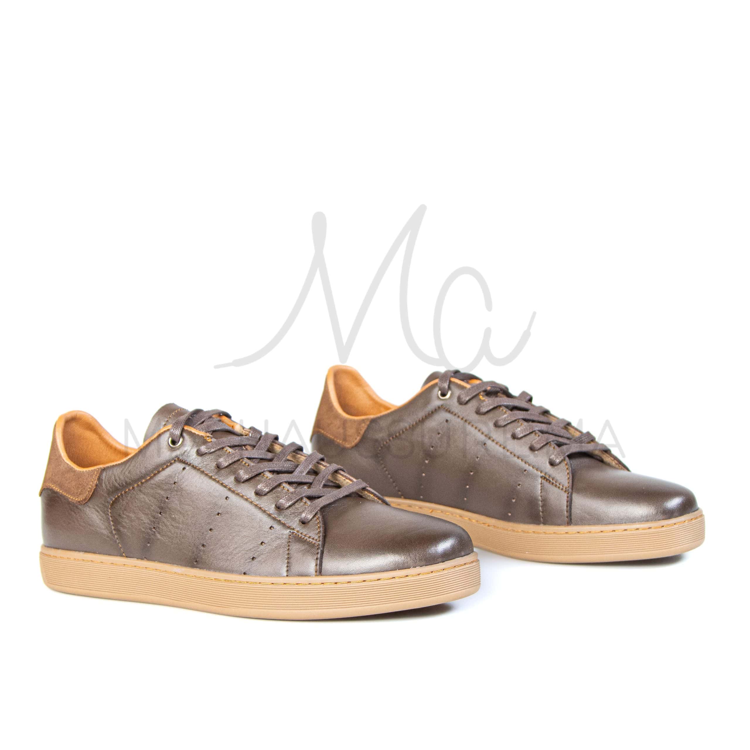 Magnat – Baskets hommes en cuir Tabac.