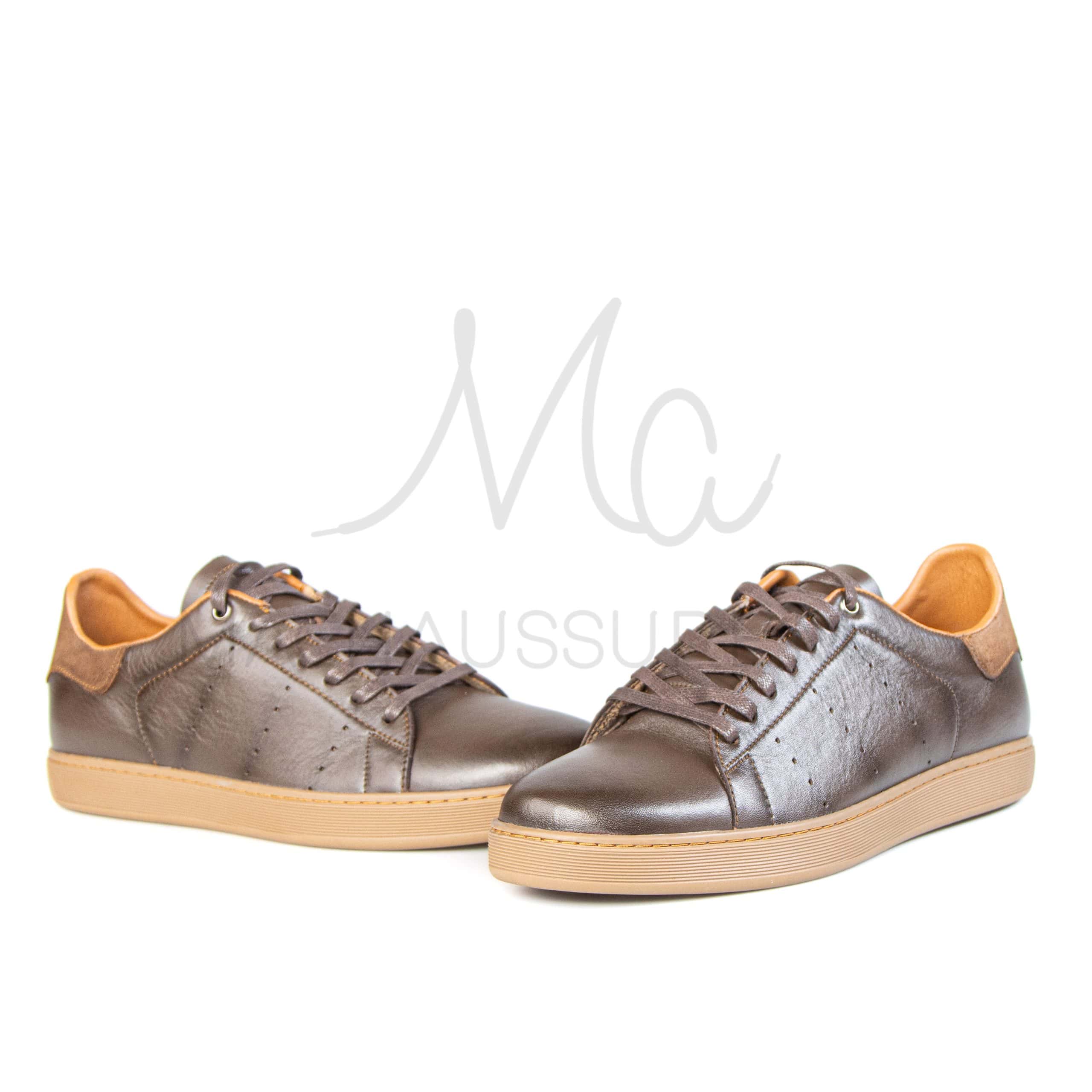 Magnat – Baskets hommes en cuir Tabac.