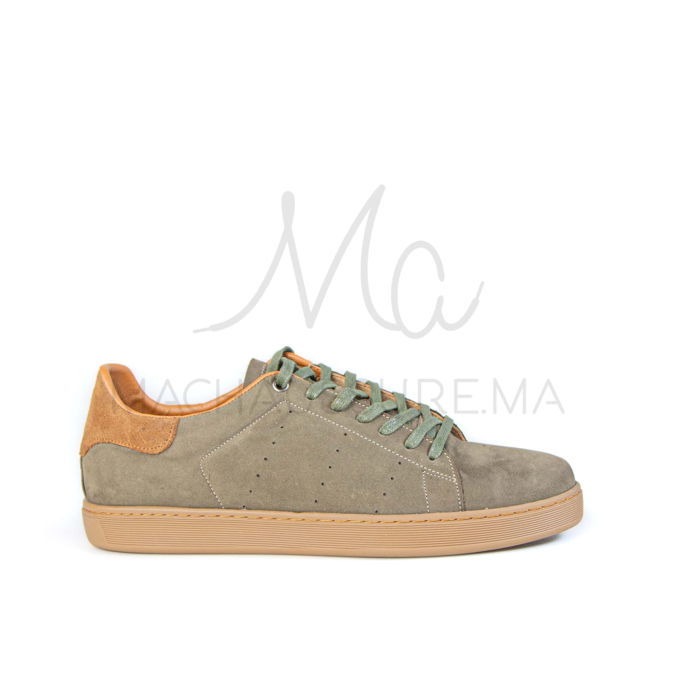 Magnat – Baskets hommes en Nubuck Vert.