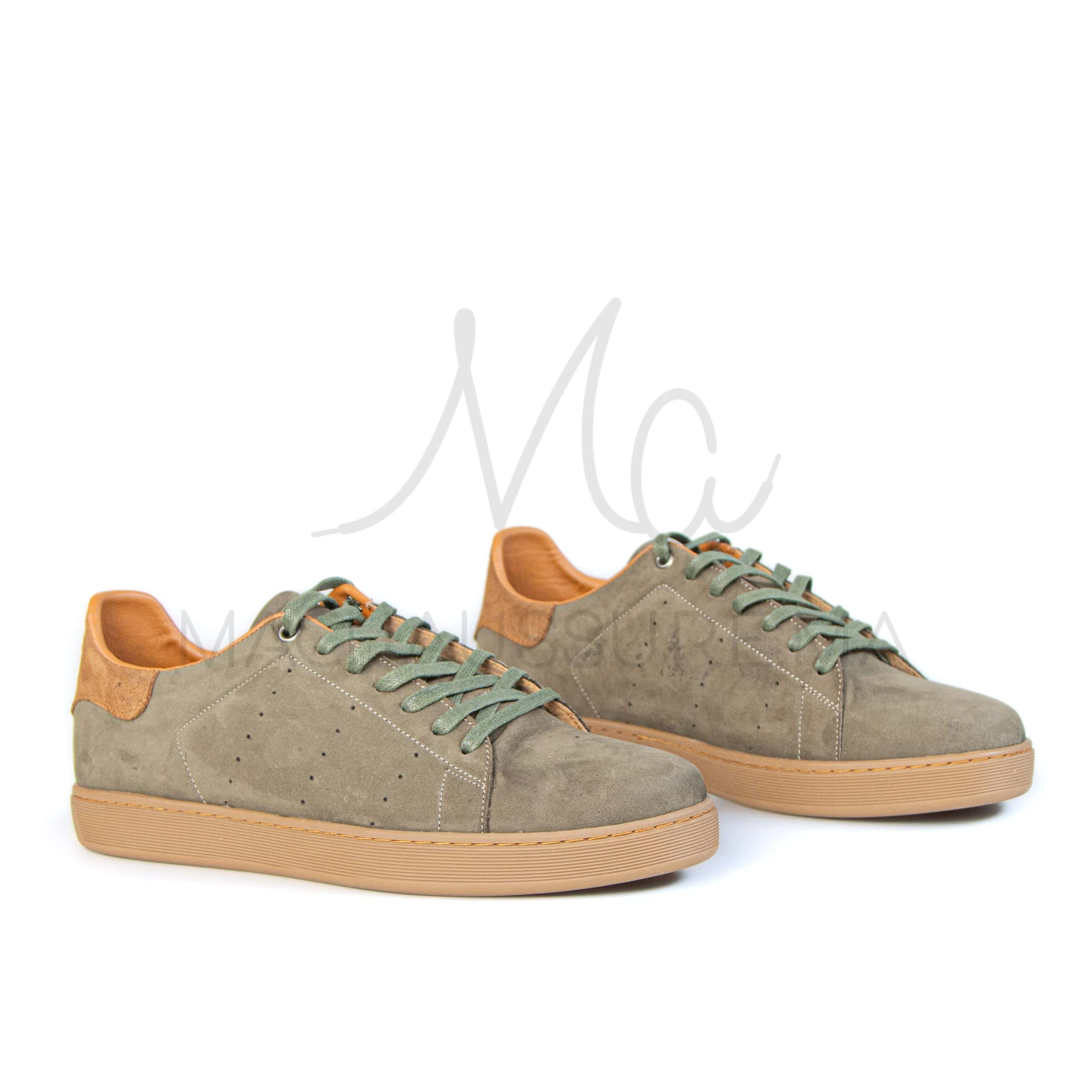 Magnat – Baskets hommes en Nubuck Vert.