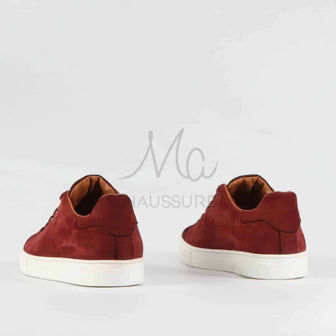Elite – Baskets hommes en cuir Grenat.