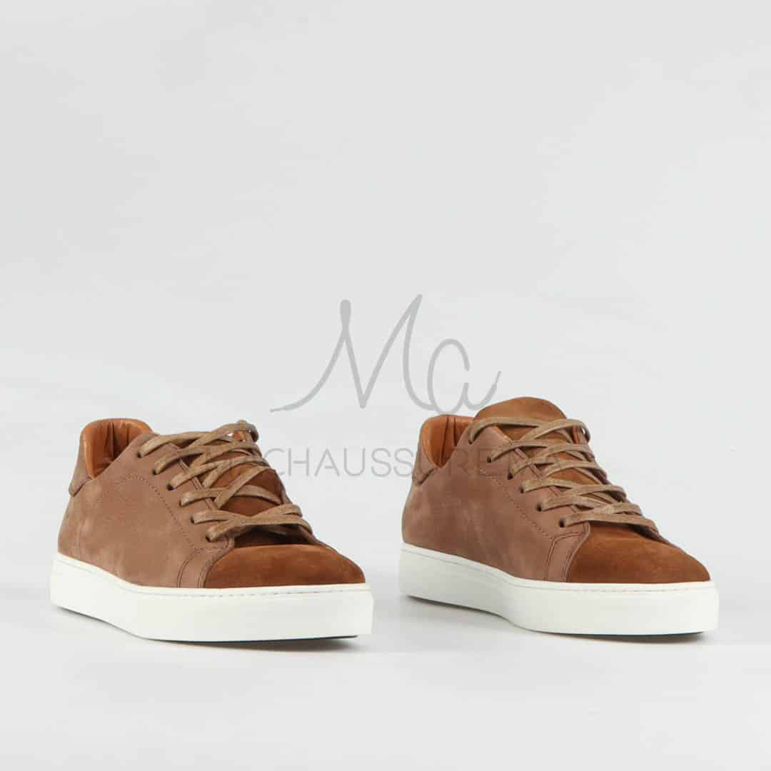 Elite – Baskets hommes en cuir Kaki.