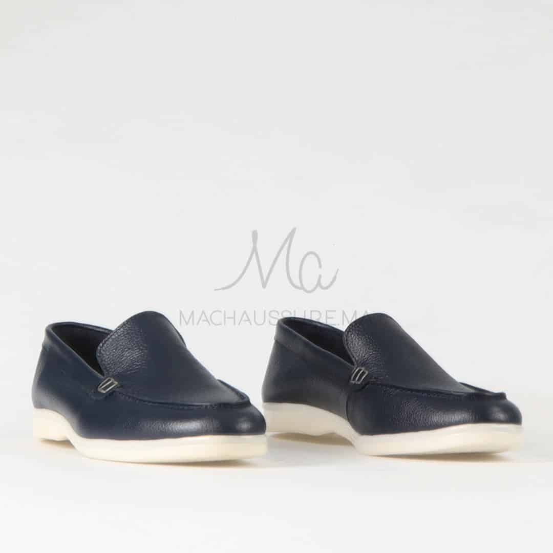 Oraclo – Mocassins 100 % Cuir Bleumarine.