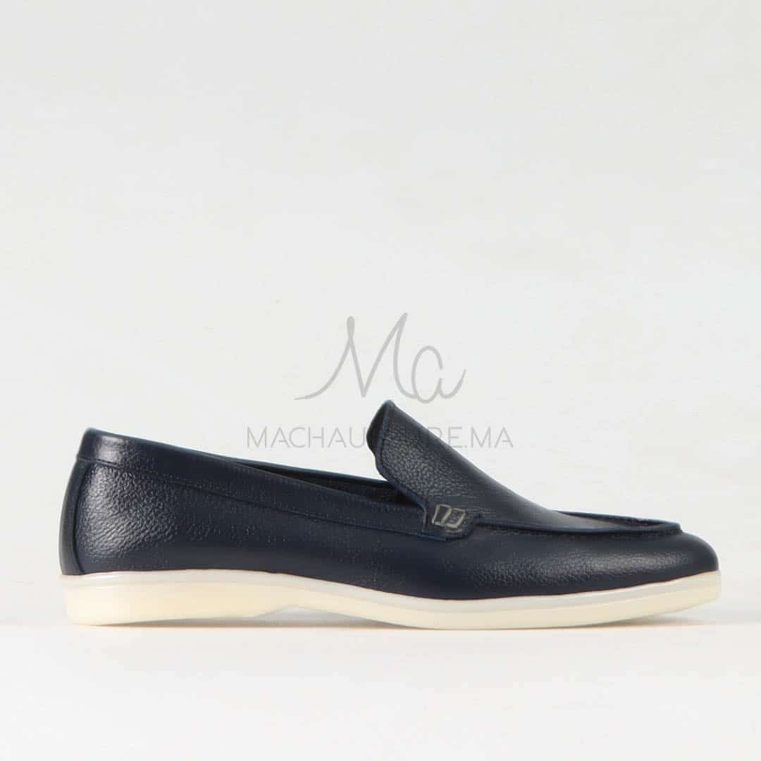Oraclo – Mocassins 100 % Cuir Bleumarine.
