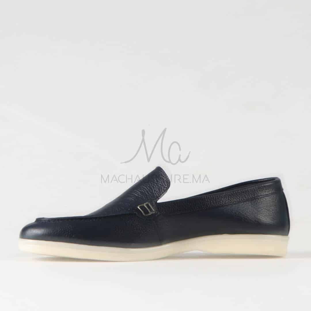 Oraclo – Mocassins 100 % Cuir Bleumarine.