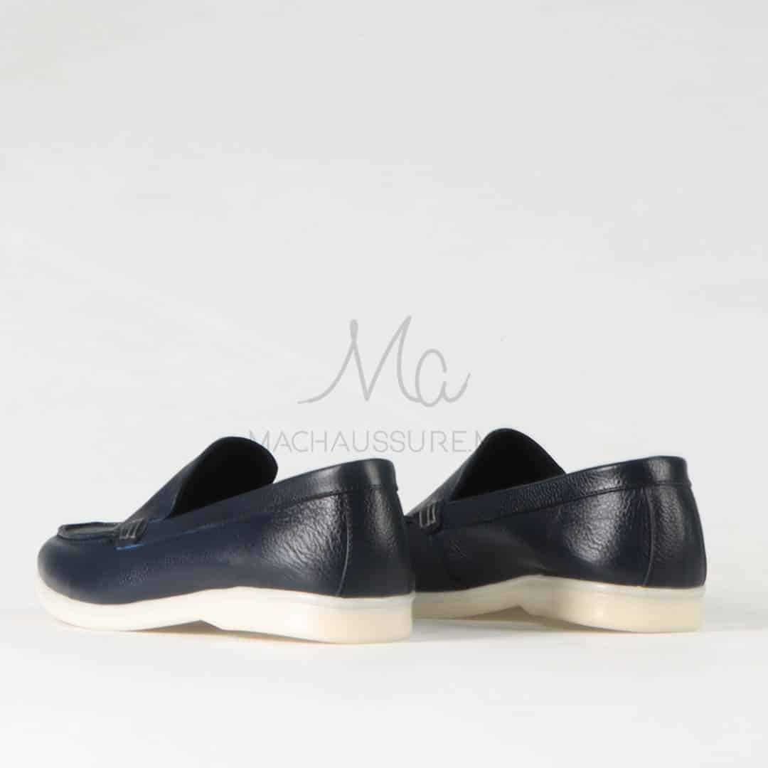 Oraclo – Mocassins 100 % Cuir Bleumarine.