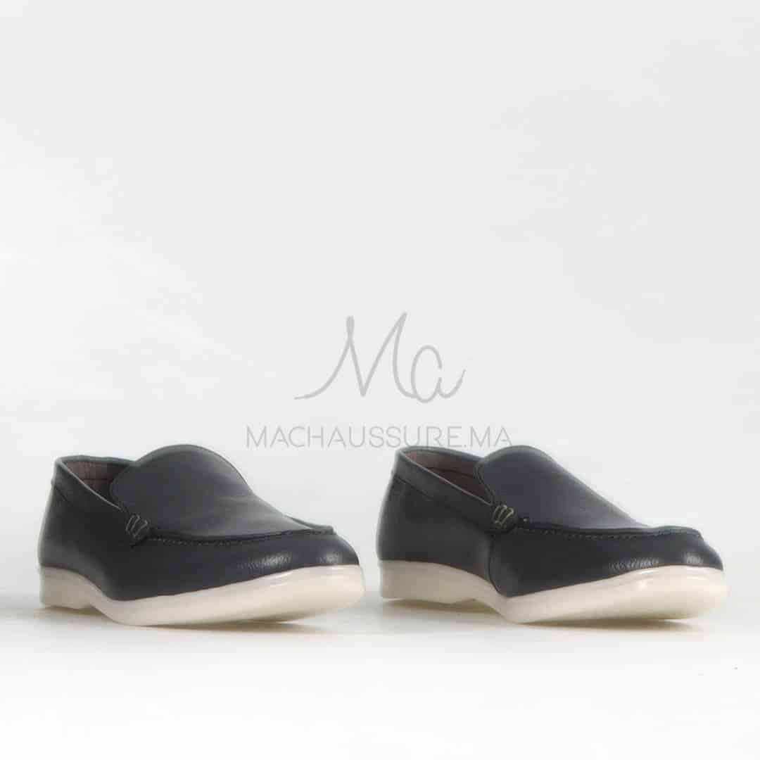 Oraclo – Mocassins 100 % Cuir Gris.