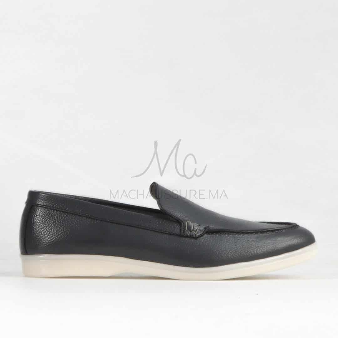 Oraclo – Mocassins 100 % Cuir Gris.