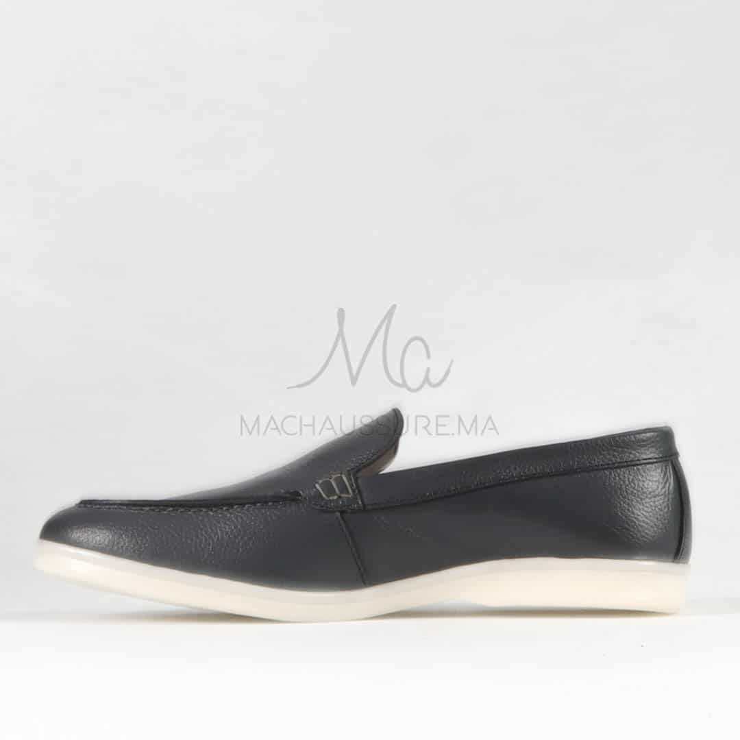 Oraclo – Mocassins 100 % Cuir Gris.