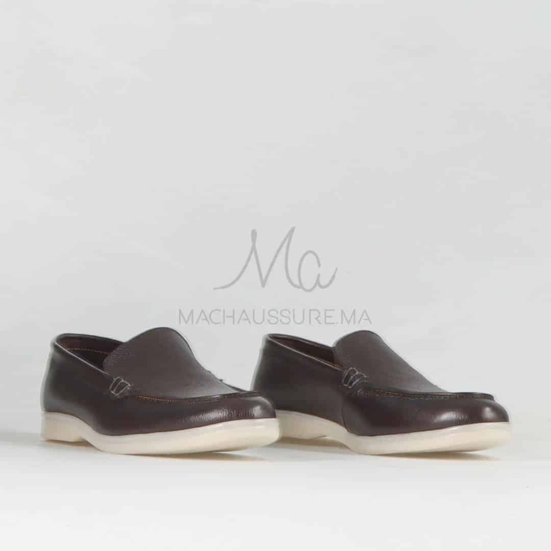 Oraclo – Mocassins 100 % Cuir Marron.