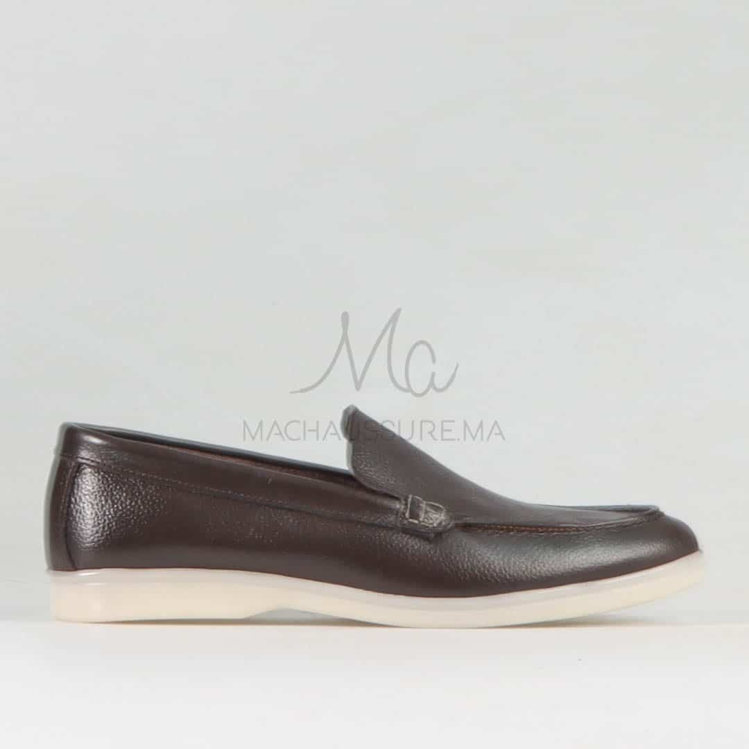 Oraclo – Mocassins 100 % Cuir Marron.