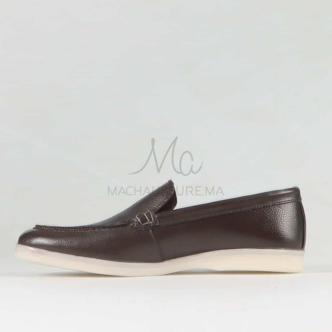 Oraclo – Mocassins 100 % Cuir Marron.