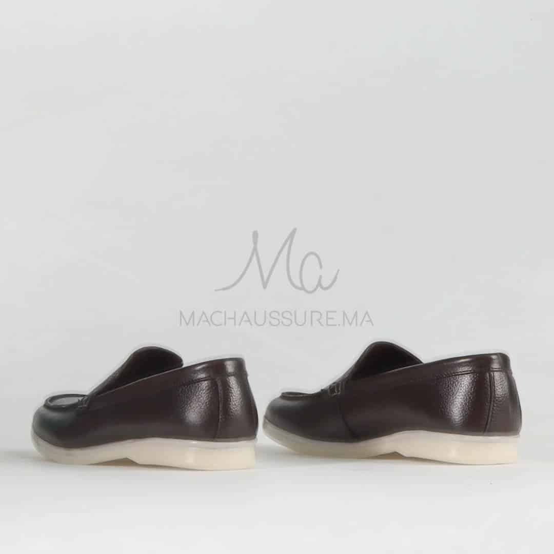 Oraclo – Mocassins 100 % Cuir Marron.