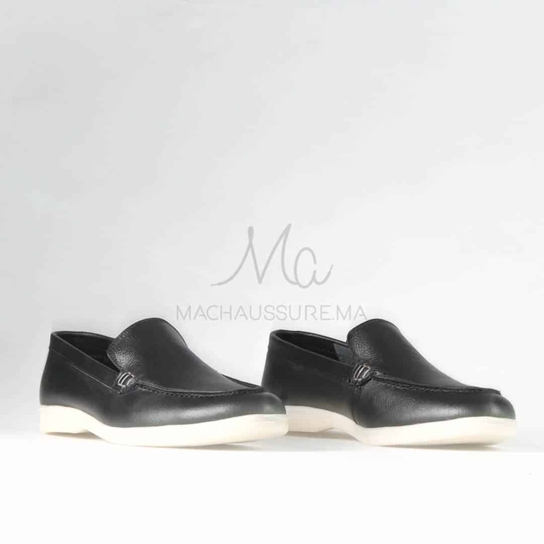 Oraclo – Mocassins 100 % Cuir Noir.