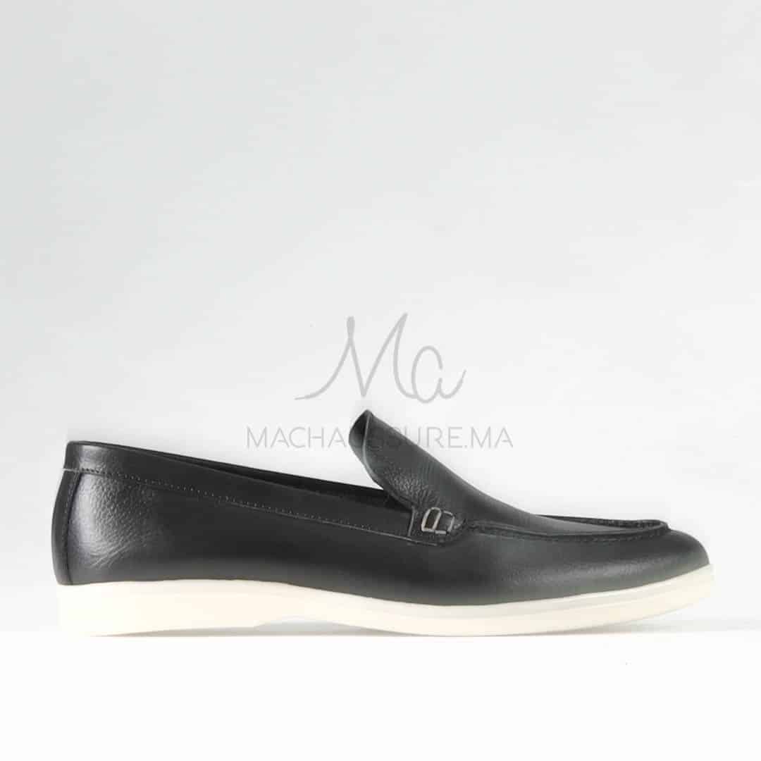 Oraclo – Mocassins 100 % Cuir Noir.