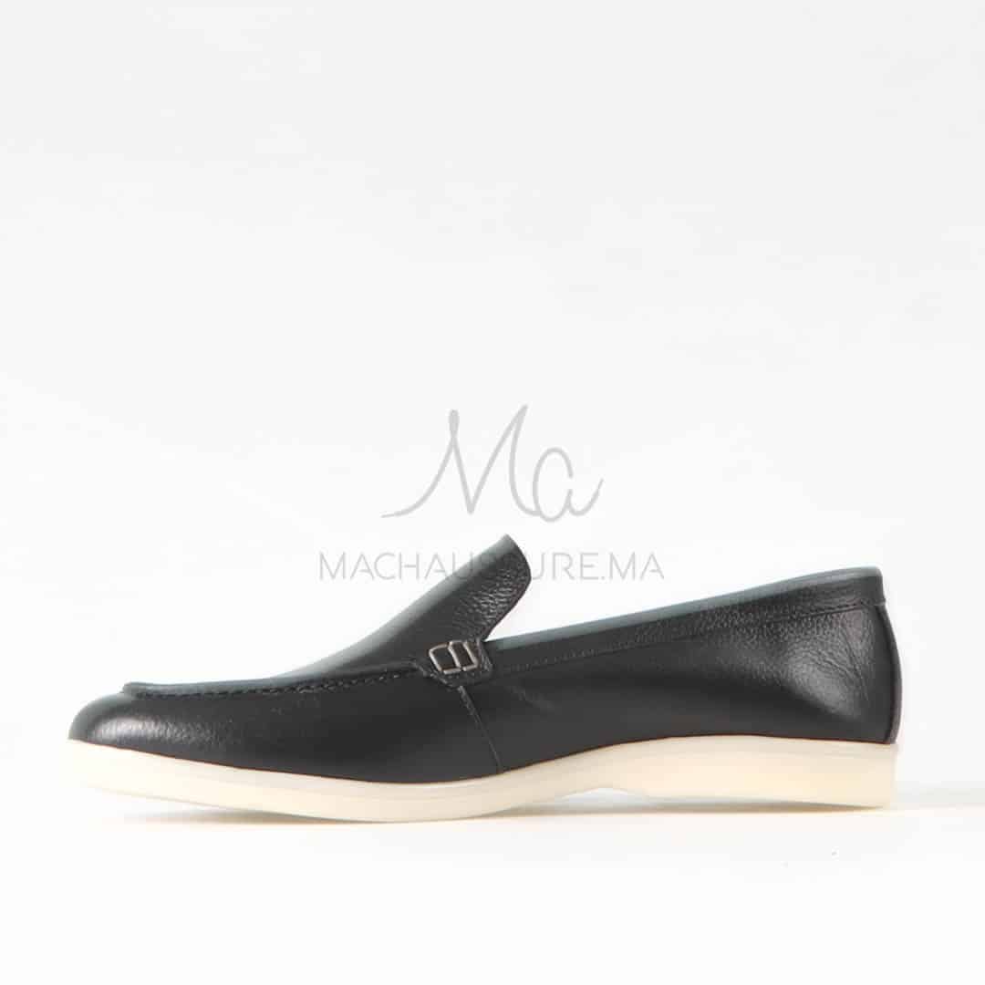 Oraclo – Mocassins 100 % Cuir Noir.