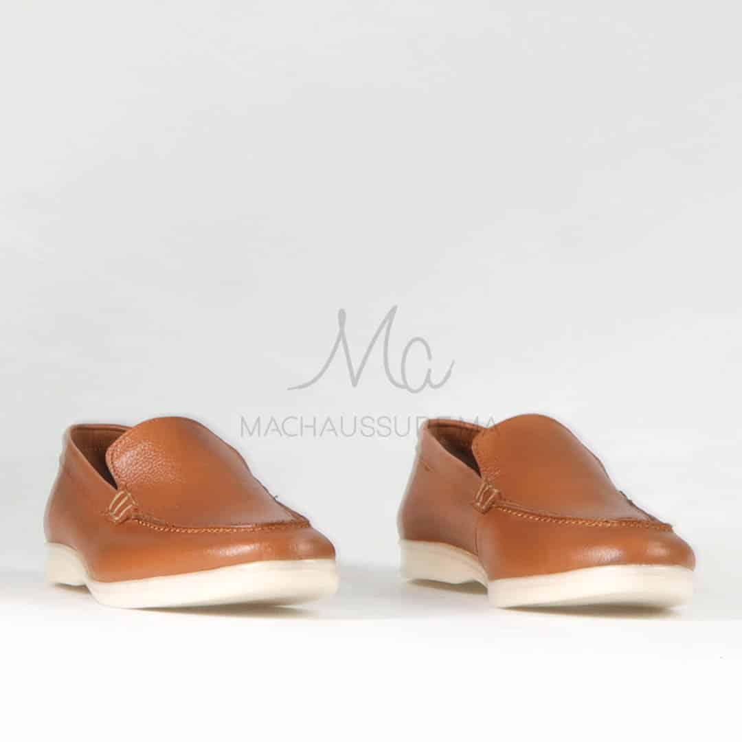 Oraclo – Mocassins 100 % Cuir Tabac.
