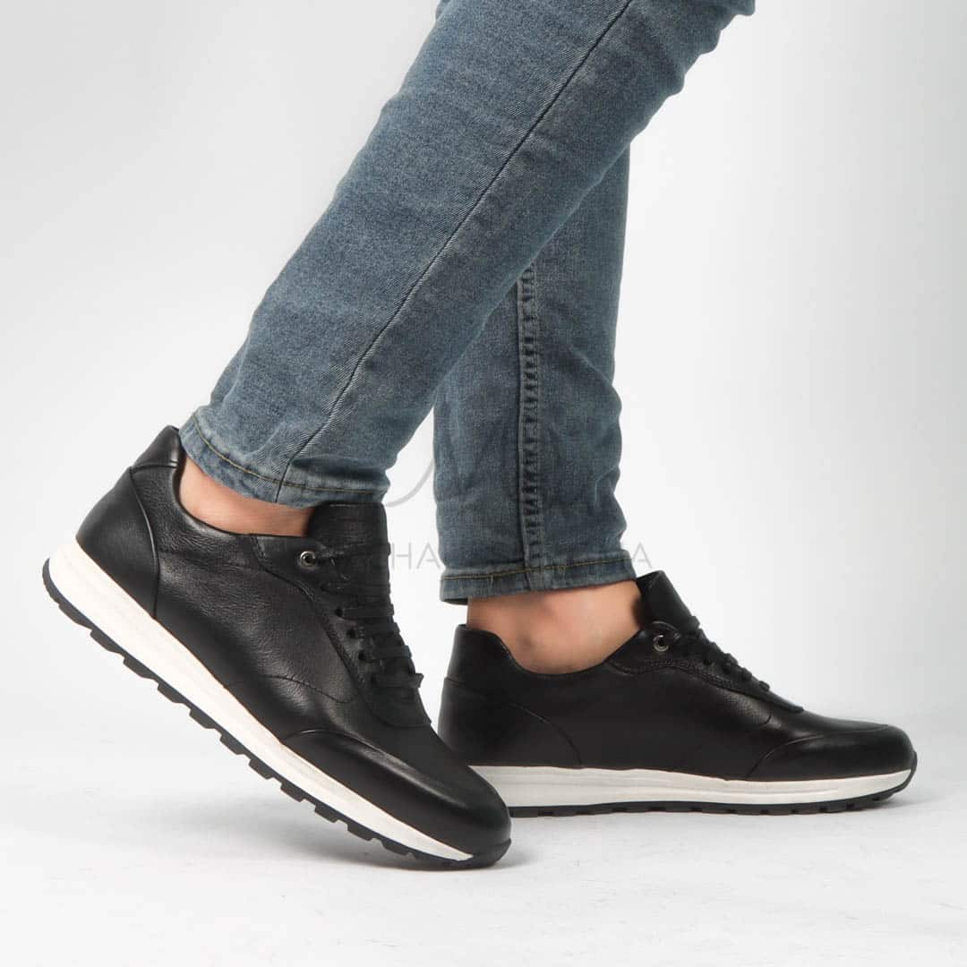 CityStroll - Baskets Hommes 100% Cuir – Noir.