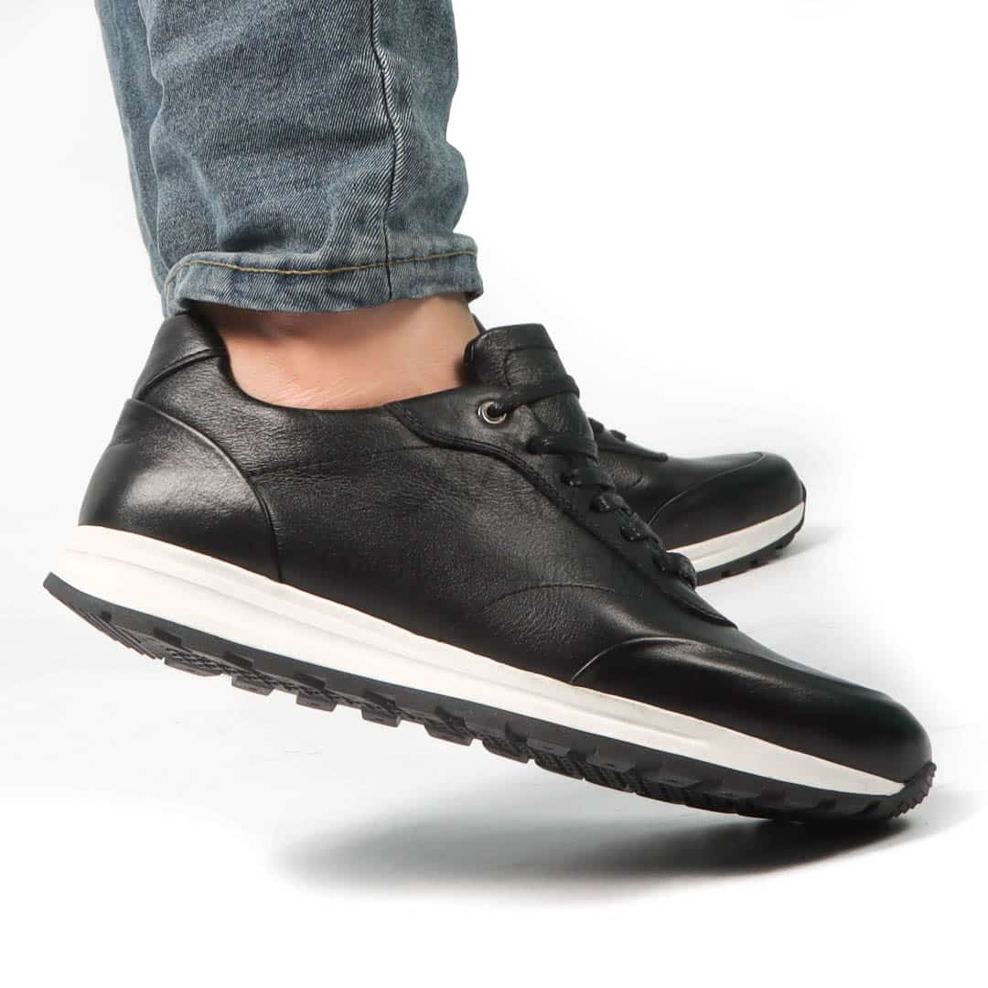 CityStroll - Baskets Hommes 100% Cuir – Noir.
