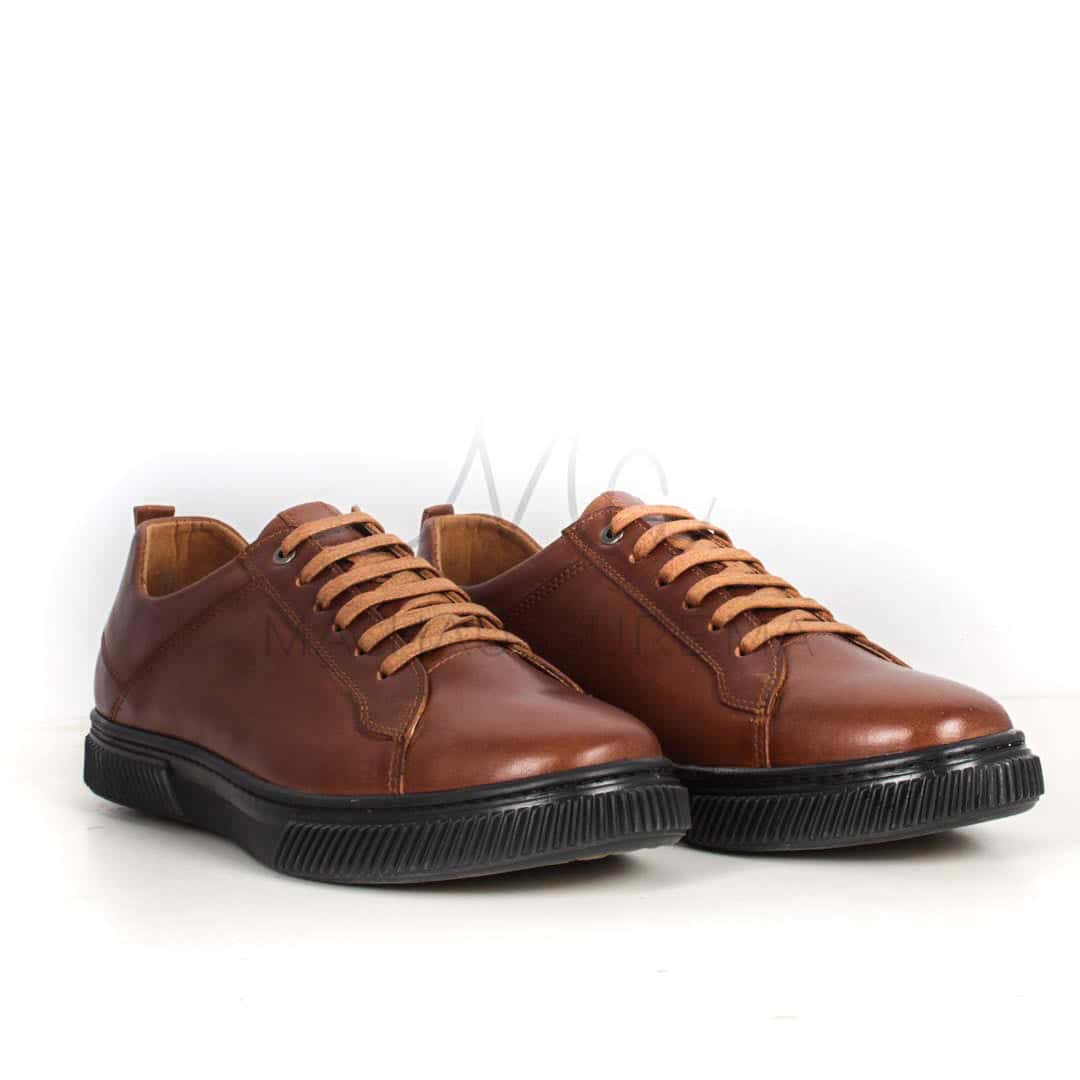 Asher Baskets Basses en cuir - Tabac.