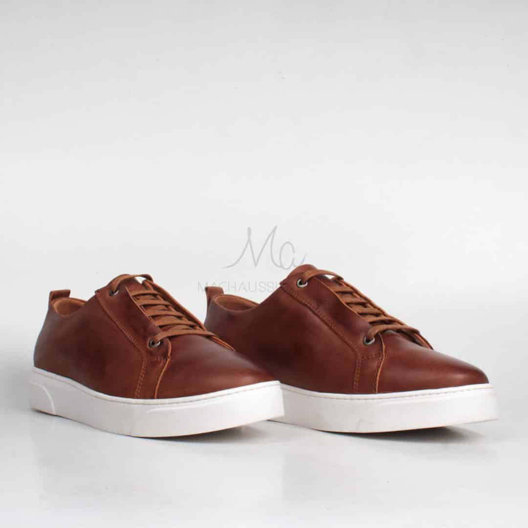Ethan Baskets Basses en cuir - Tabac.