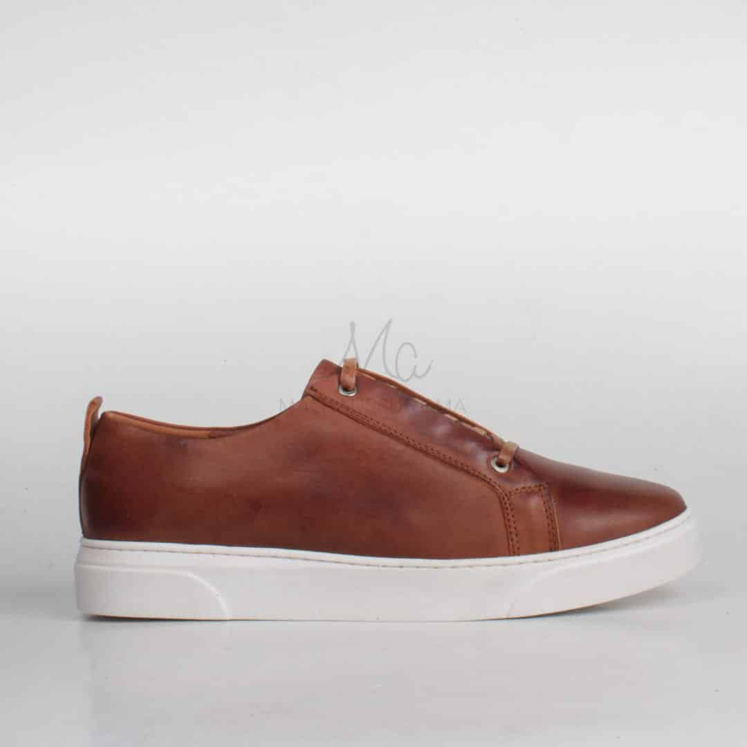 Ethan Baskets Basses en cuir - Tabac.