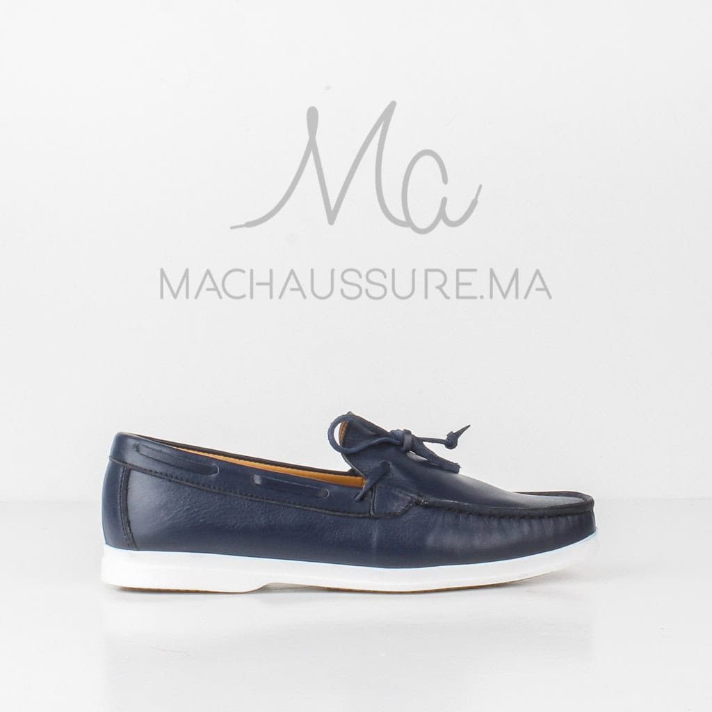 PIER-ONE Chaussures bateau en Cuir Bleu.