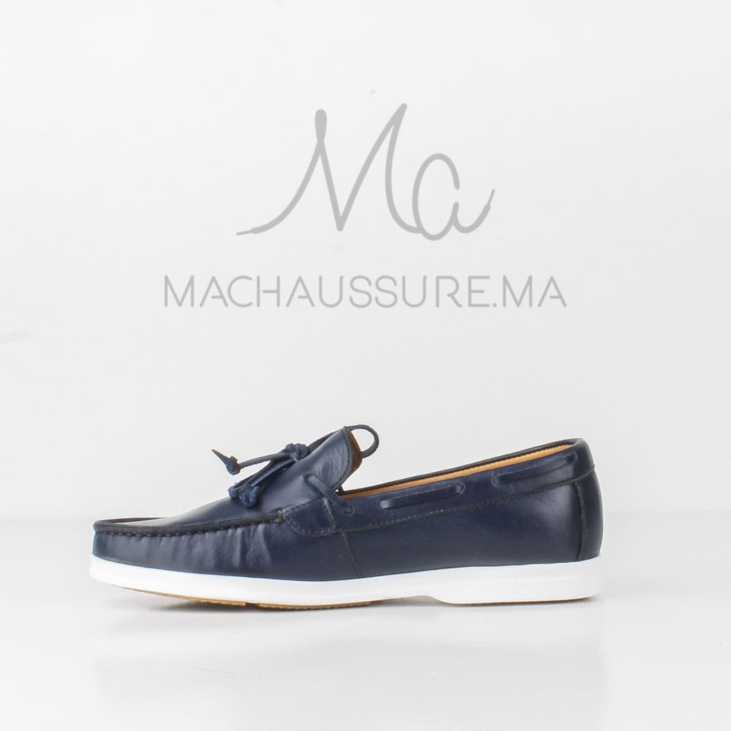 PIER-ONE Chaussures bateau en Cuir Bleu.