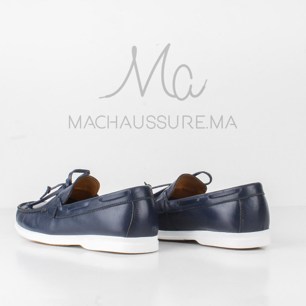 PIER-ONE Chaussures bateau en Cuir Bleu.