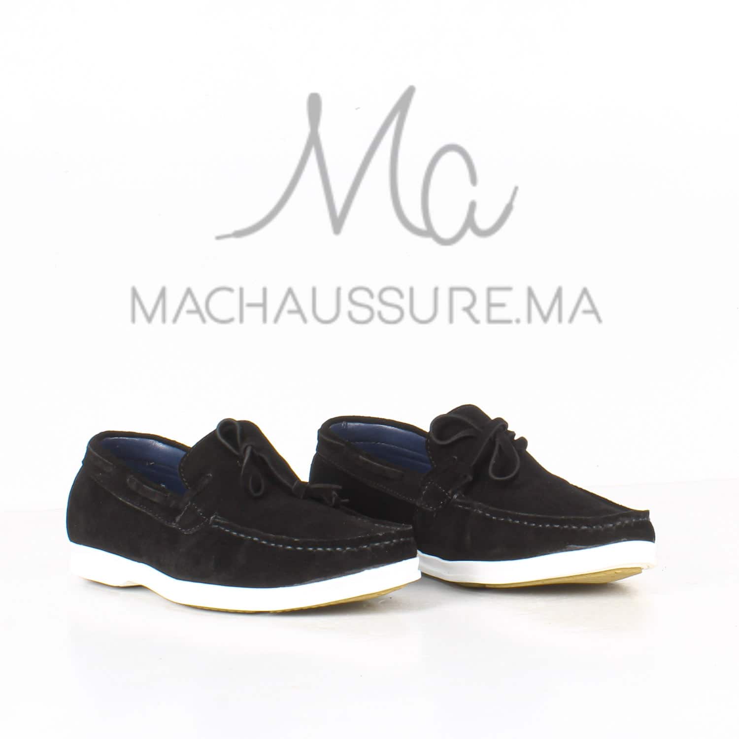 PIER-ONE Chaussures bateau en Daim Noir.