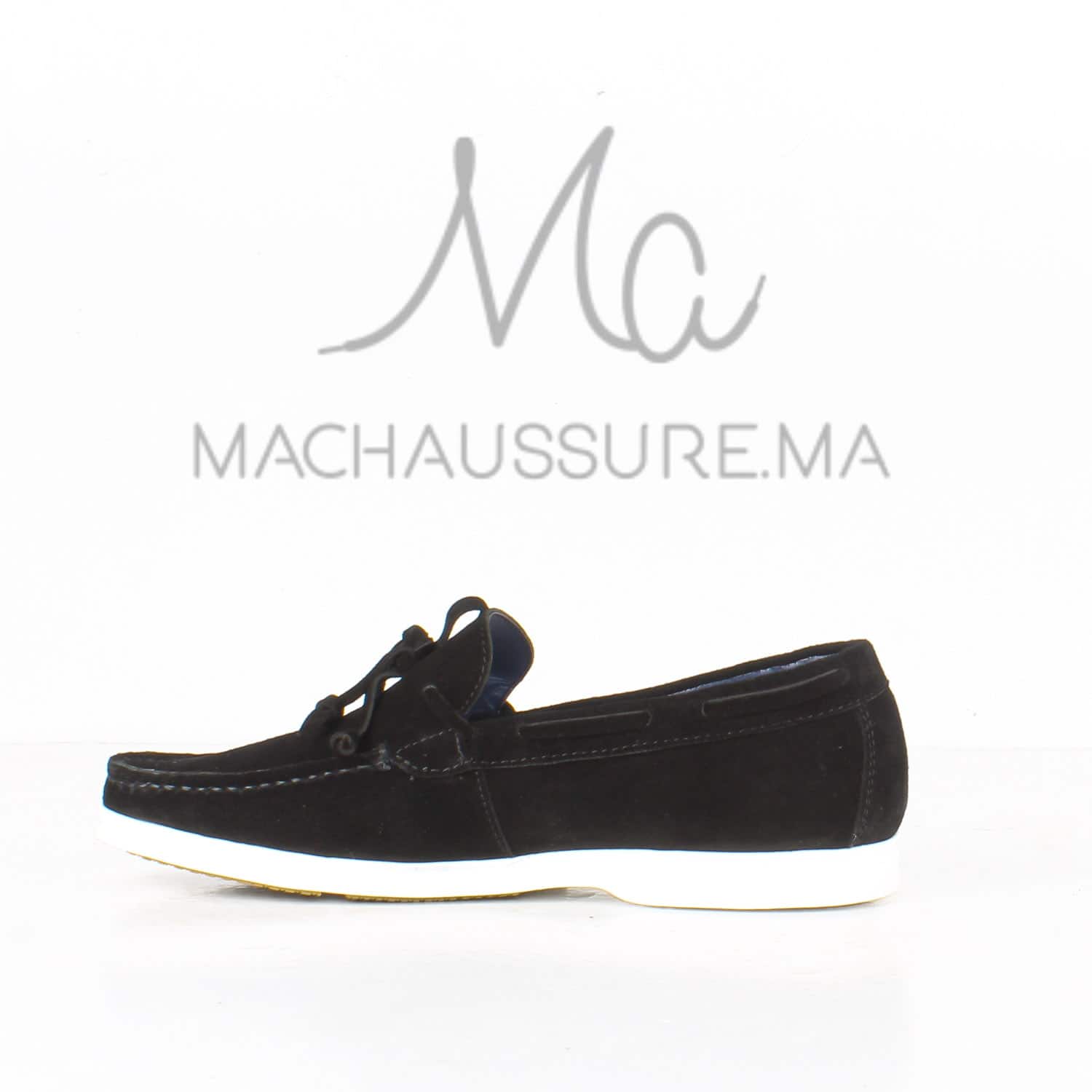 PIER-ONE Chaussures bateau en Daim Noir.