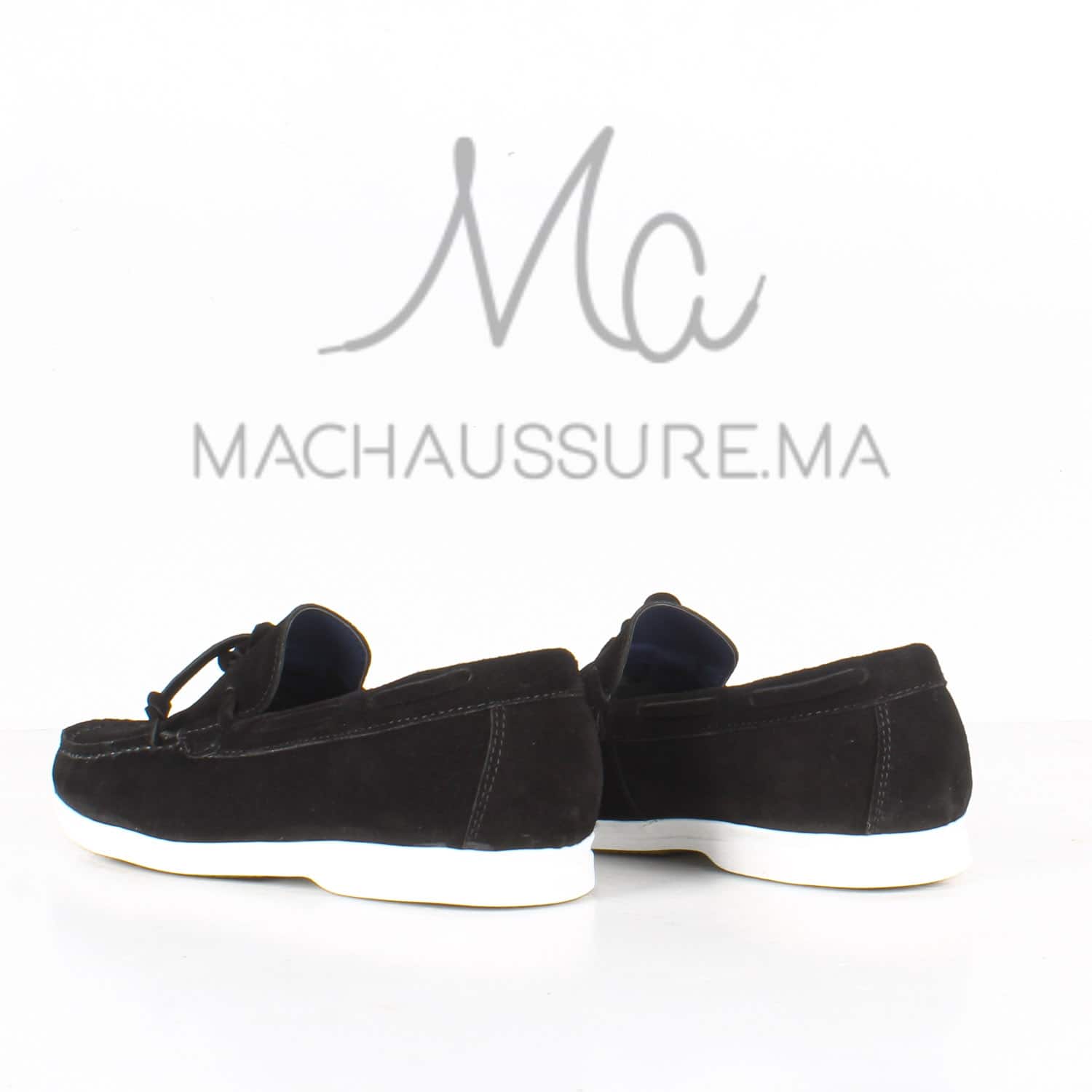 PIER-ONE Chaussures bateau en Daim Noir.