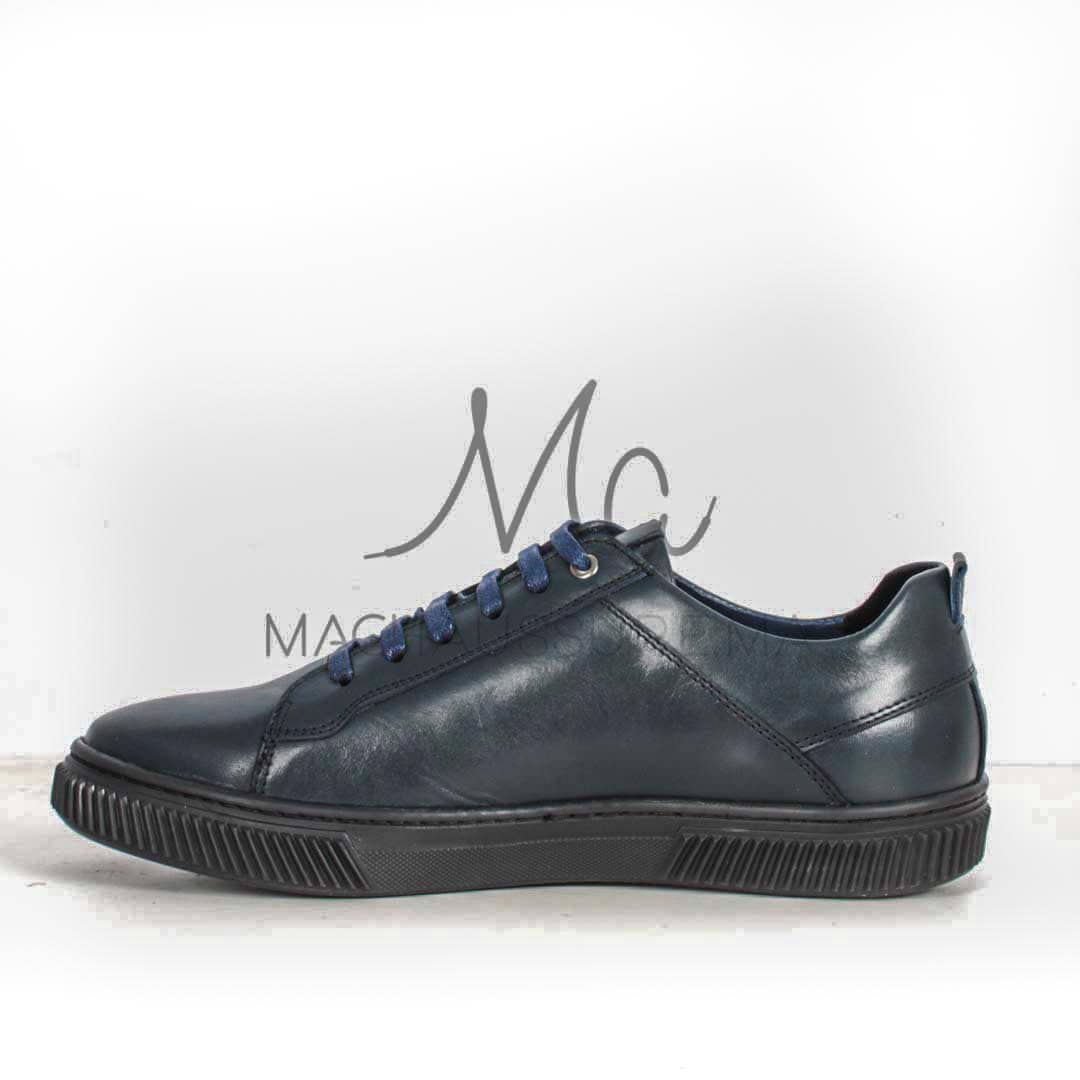 Asher Baskets Basses en cuir - Bleu.
